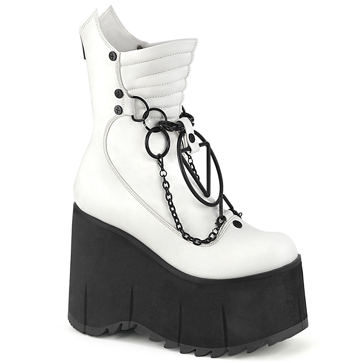 DemoniaCult Stivali alla caviglia KERA-130 pelle vegana WHT