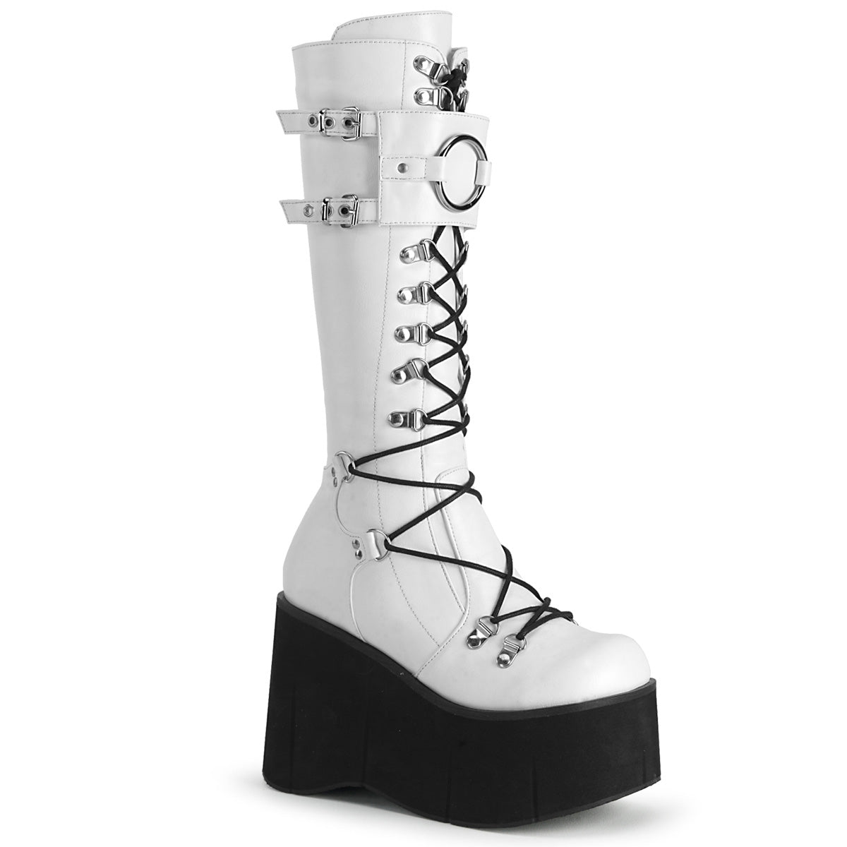 DemoniaCult Stivali da donna KERA-200 pelle vegana WHT