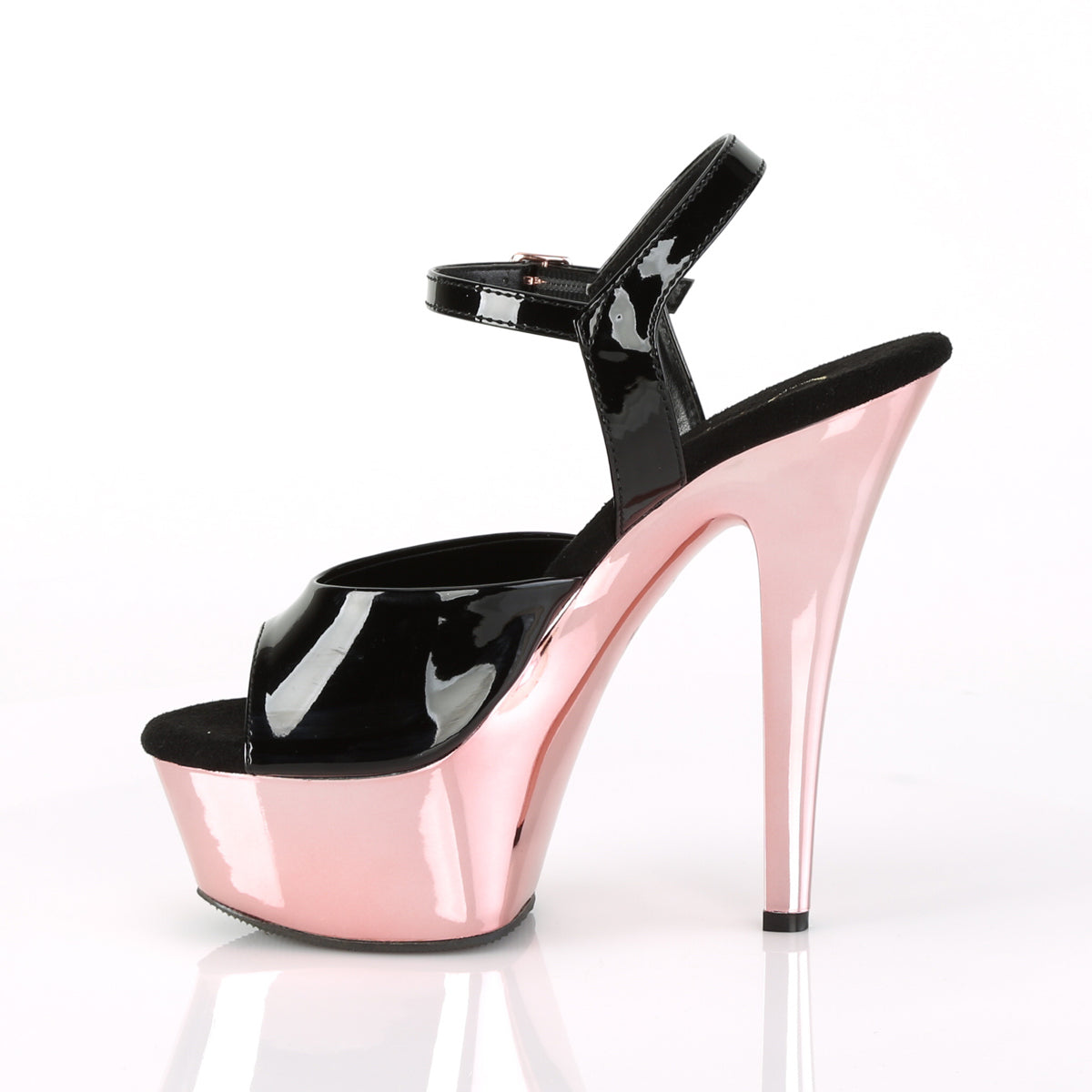 Pleaser Sandali da donna KISS-209 BLK PAT / ROSE GOLD Chrome