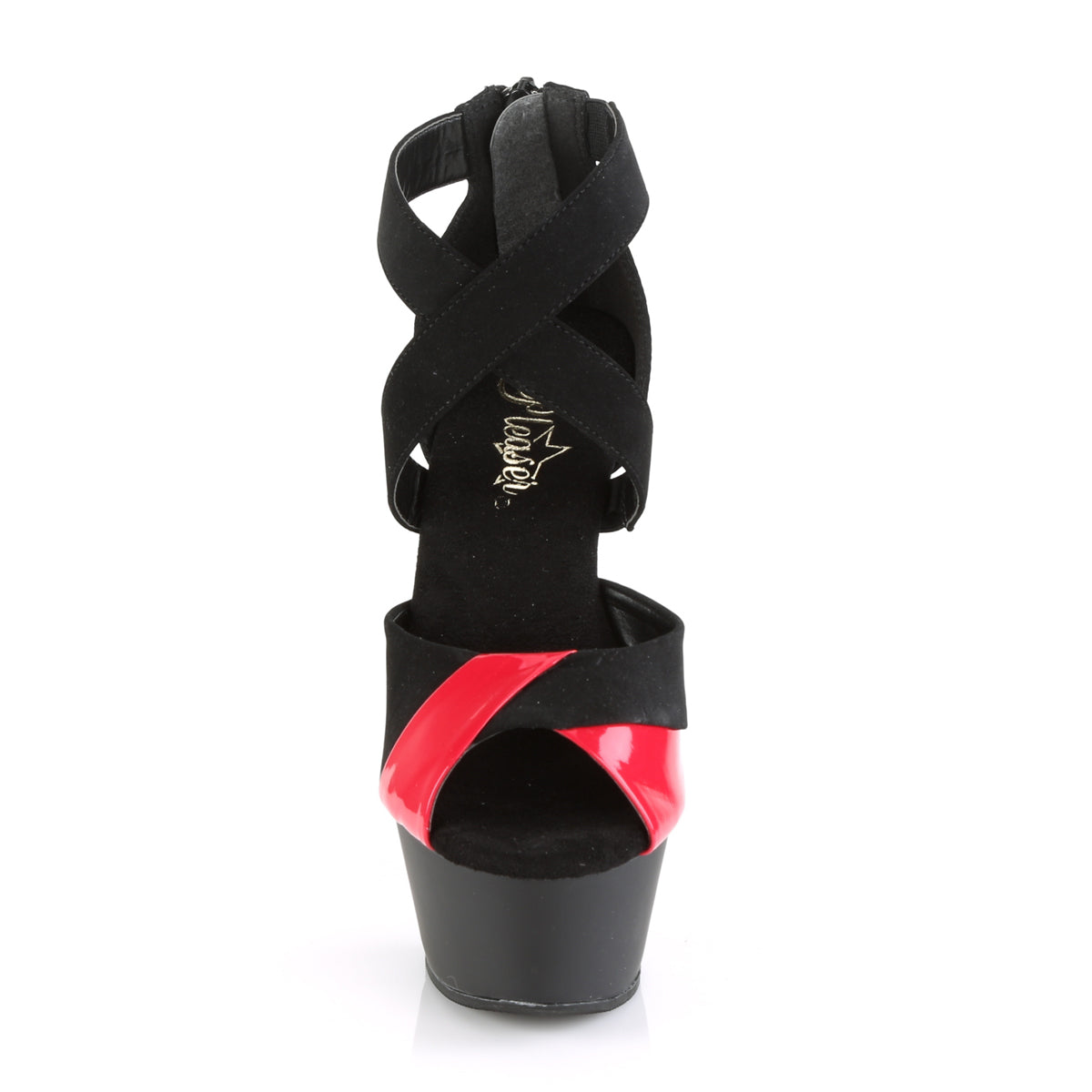Pleaser Sandali da donna KISS-221 BLK Nubuck-rossa PAT / BLK MATTE-Rosso-rosso