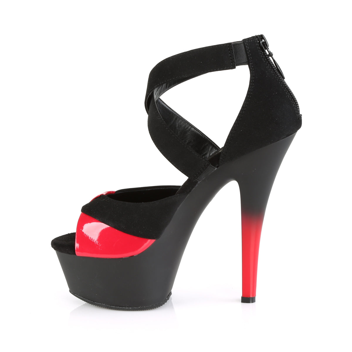 Pleaser Sandali da donna KISS-221 BLK Nubuck-rossa PAT / BLK MATTE-Rosso-rosso
