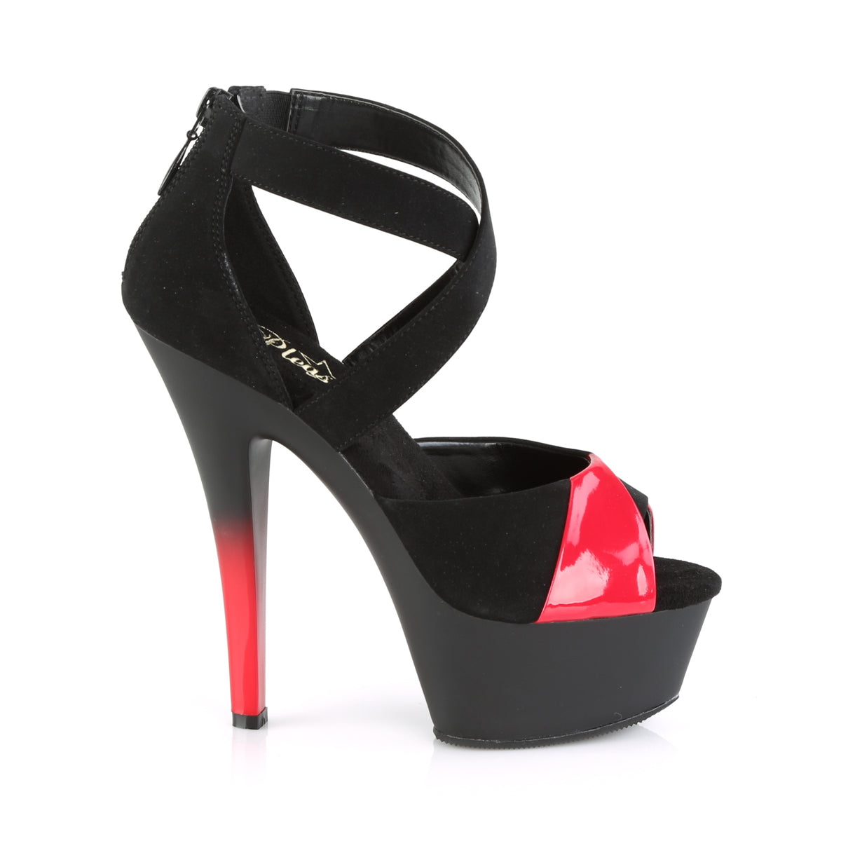 Pleaser Sandali da donna KISS-221 BLK Nubuck-rossa PAT / BLK MATTE-Rosso-rosso