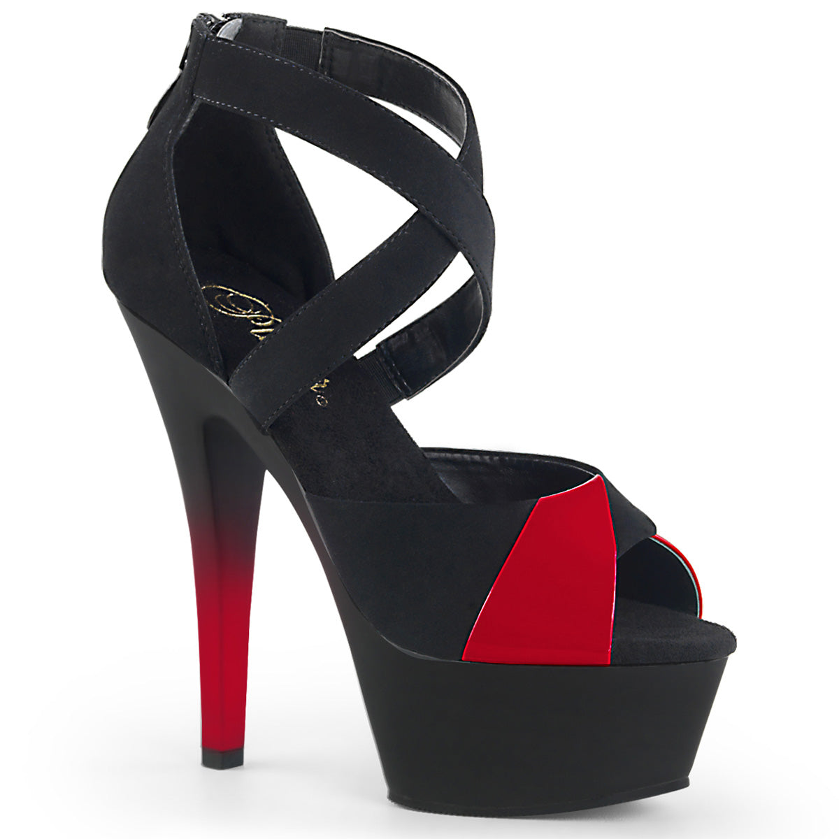 Pleaser Sandali da donna KISS-221 BLK Nubuck-rossa PAT / BLK MATTE-Rosso-rosso