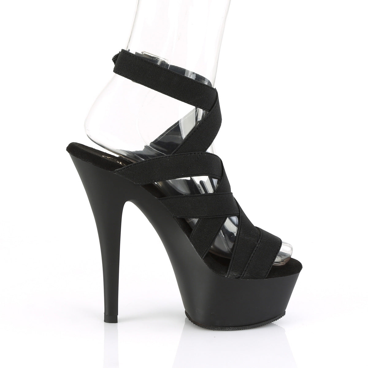 Pleaser Sandali da donna KISS-241 BLK ELASTIC BAND / BLK MATTE