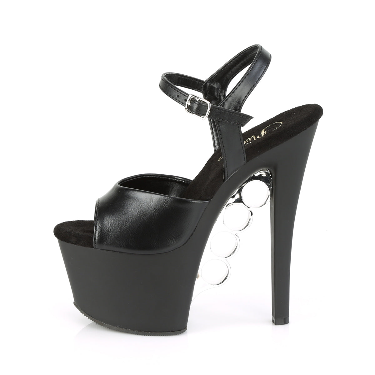 Pleaser Sandali da donna KNUCKS-709 BLK FAUX PELLE / BLK MATTE