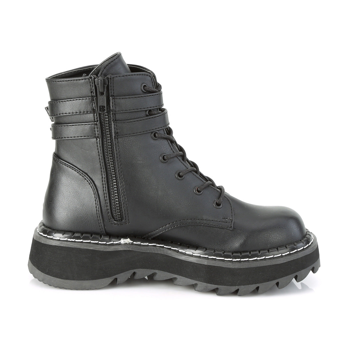 DemoniaCult Stivali alla caviglia femminile LILITH-152 pelle vegana BLK