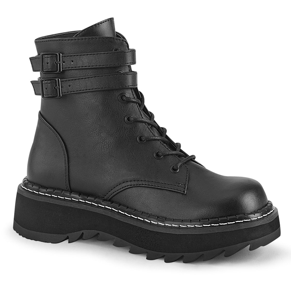 DemoniaCult Stivali alla caviglia femminile LILITH-152 pelle vegana BLK