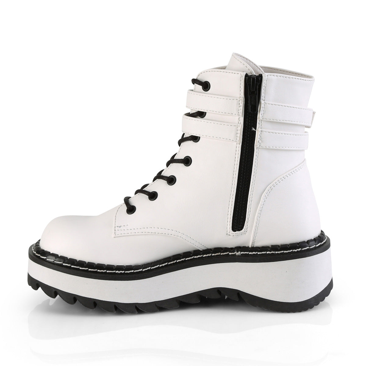 DemoniaCult Stivali alla caviglia femminile LILITH-152 pelle vegana WHT
