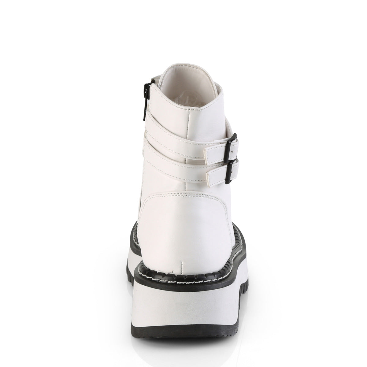 DemoniaCult Stivali alla caviglia femminile LILITH-152 pelle vegana WHT