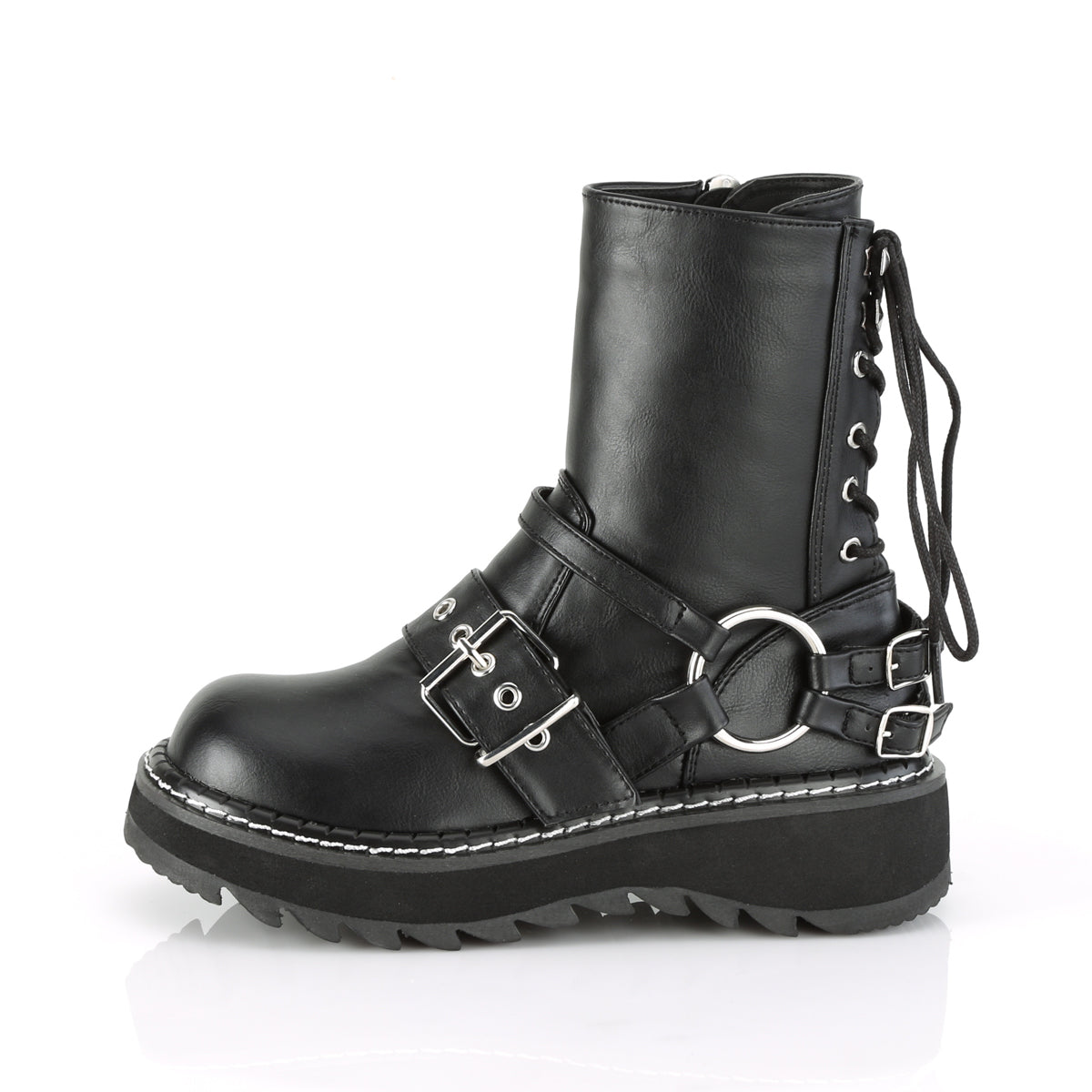 DemoniaCult Stivali da donna LILITH-210 pelle vegana BLK