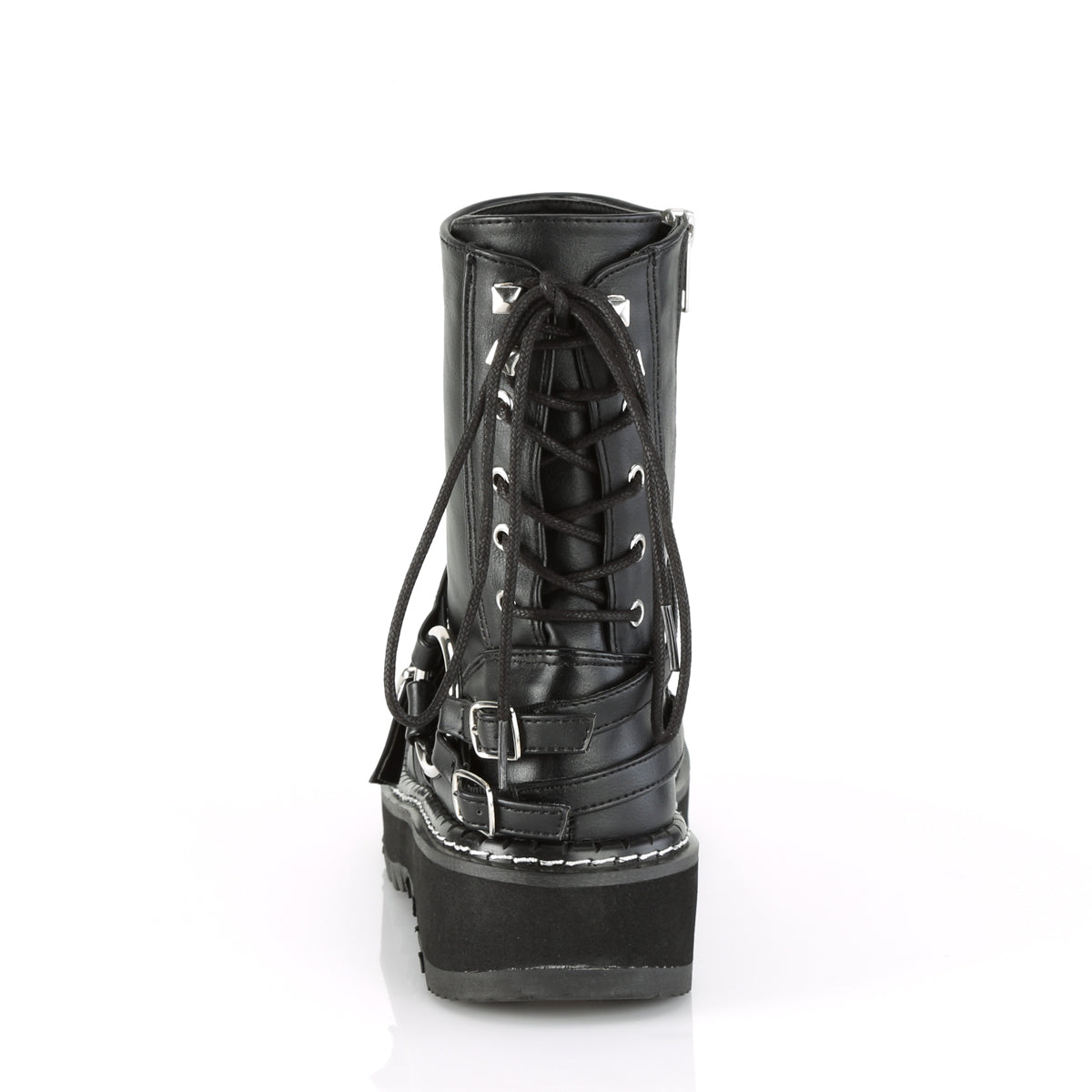 DemoniaCult Stivali da donna LILITH-210 pelle vegana BLK
