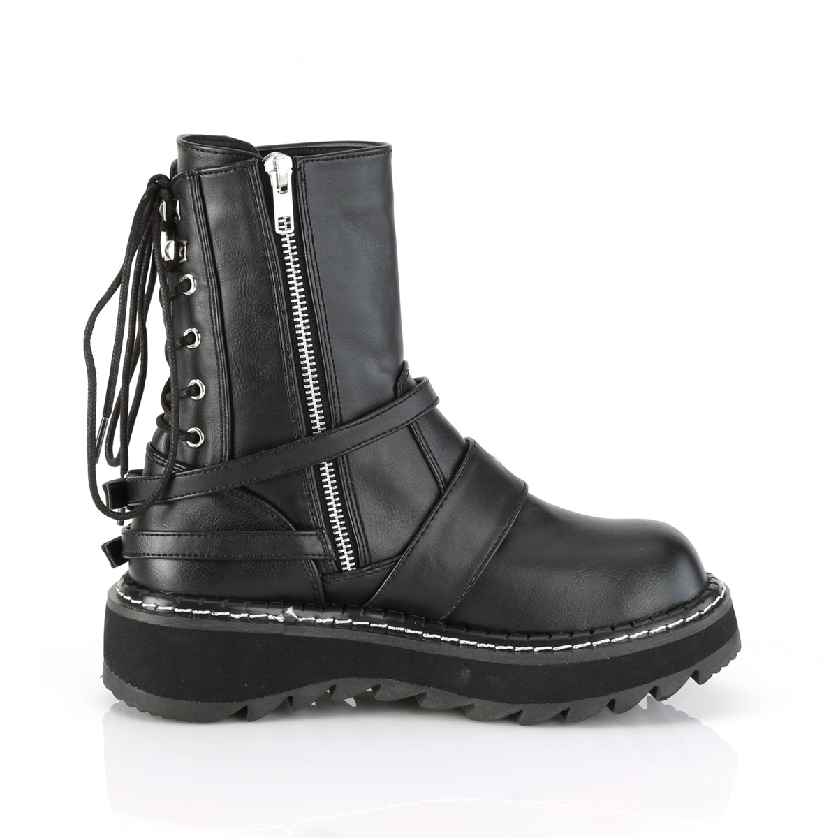 DemoniaCult Stivali da donna LILITH-210 pelle vegana BLK