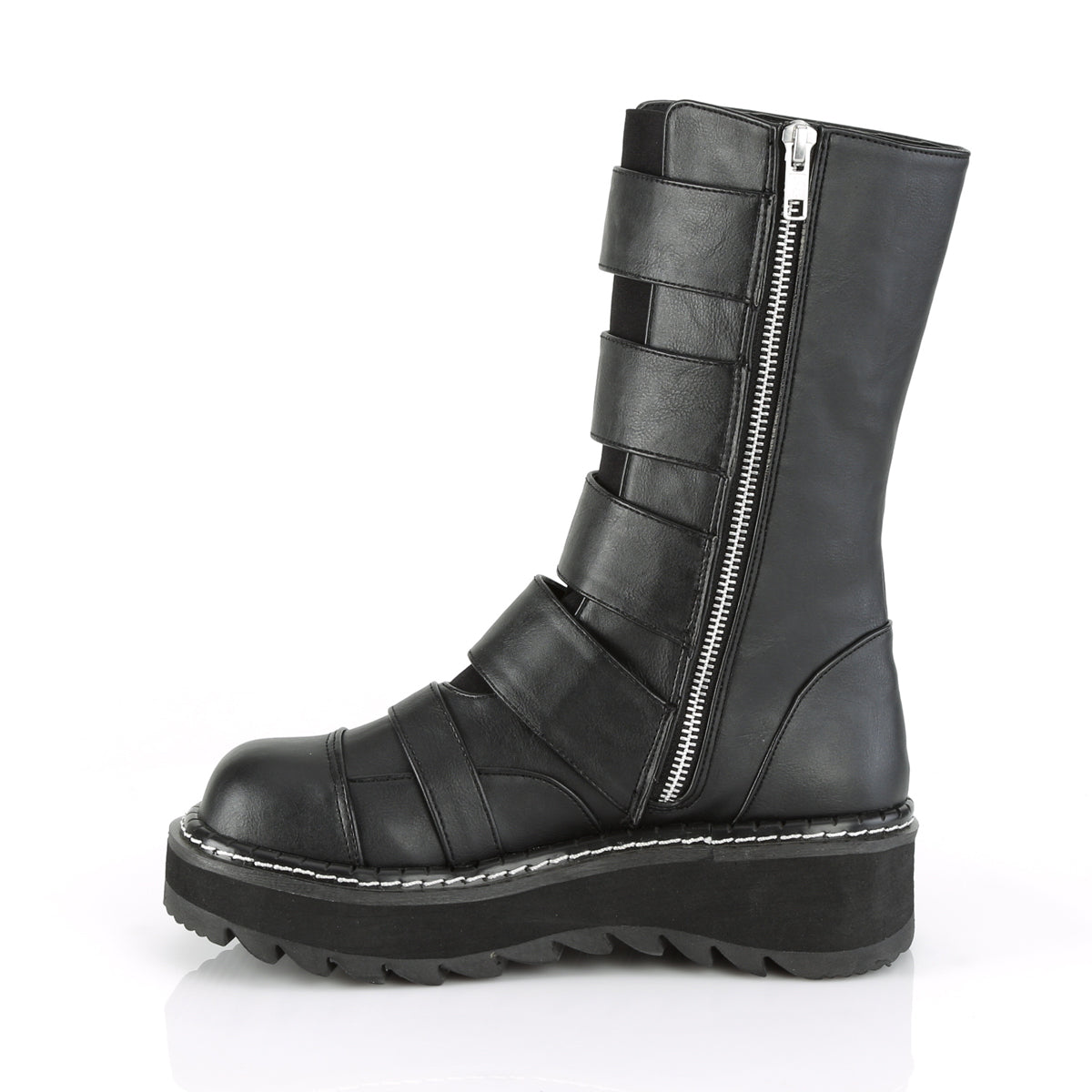 DemoniaCult Stivali da donna LILITH-211 in pelle vegana BLK