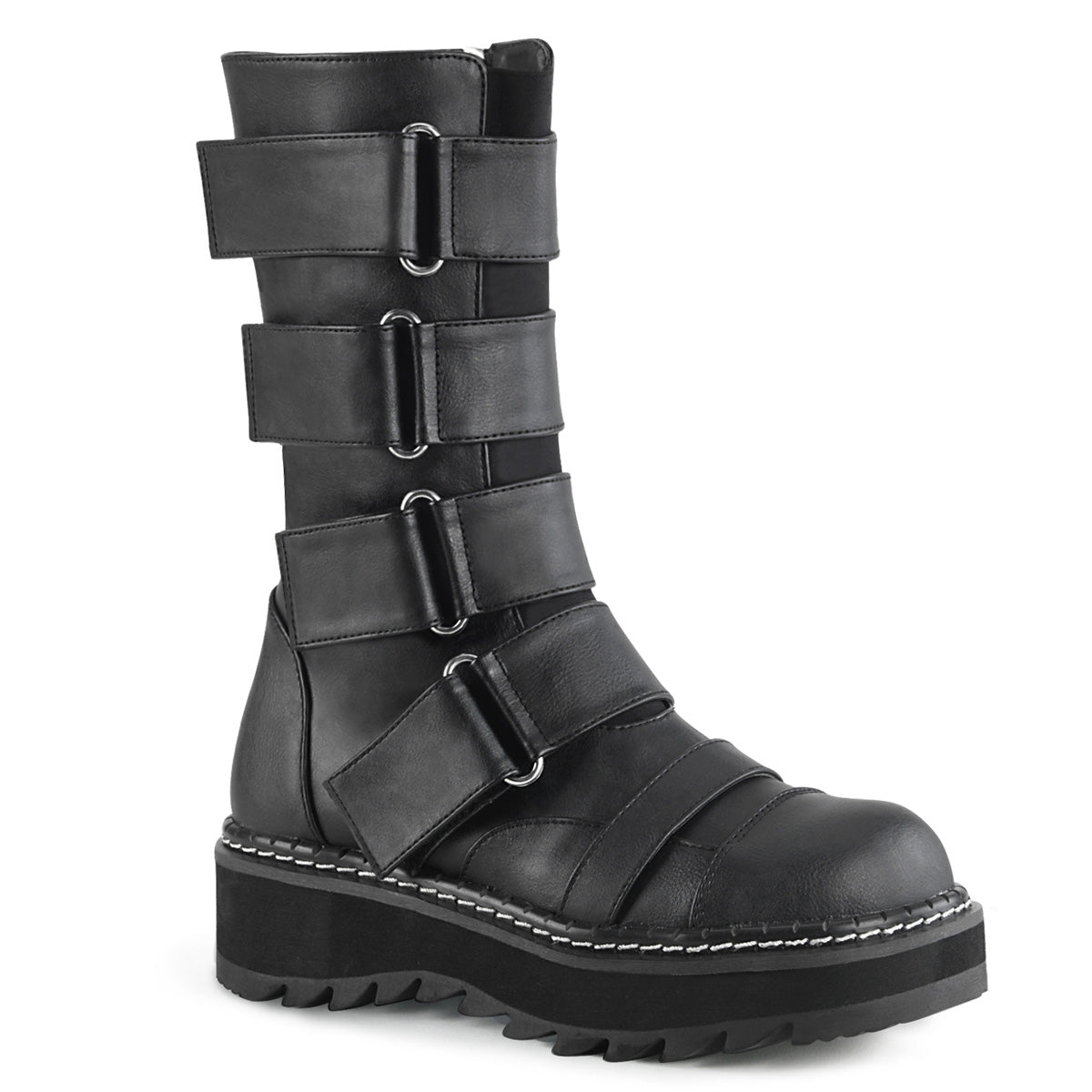DemoniaCult Stivali da donna LILITH-211 in pelle vegana BLK