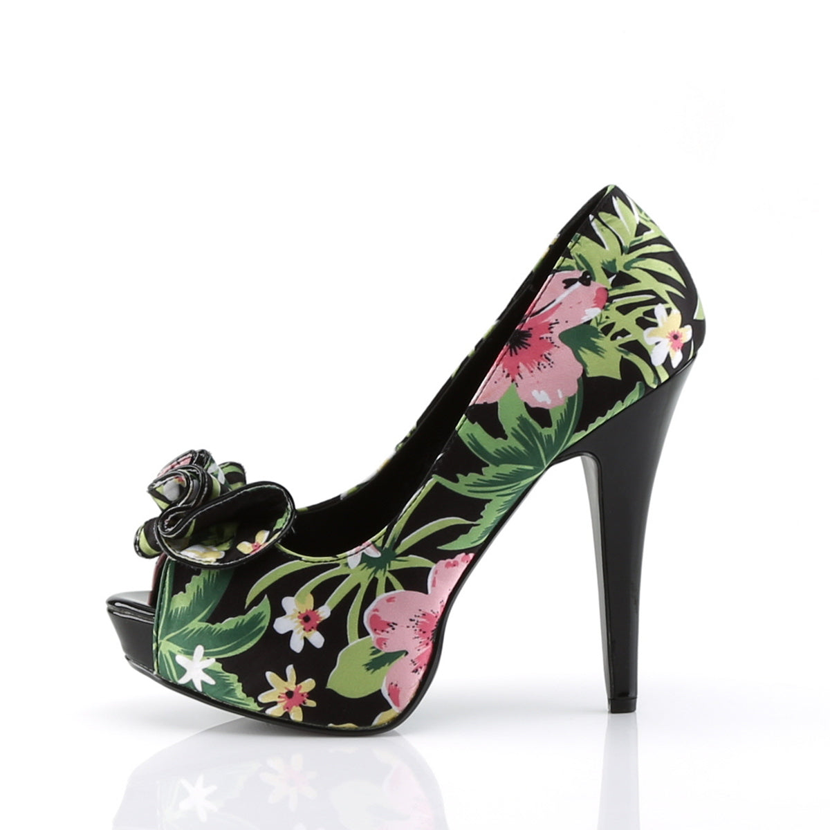 Pin Up Couture Pompe da donna LOLITA-11 tessuto di stampa floreale BLK