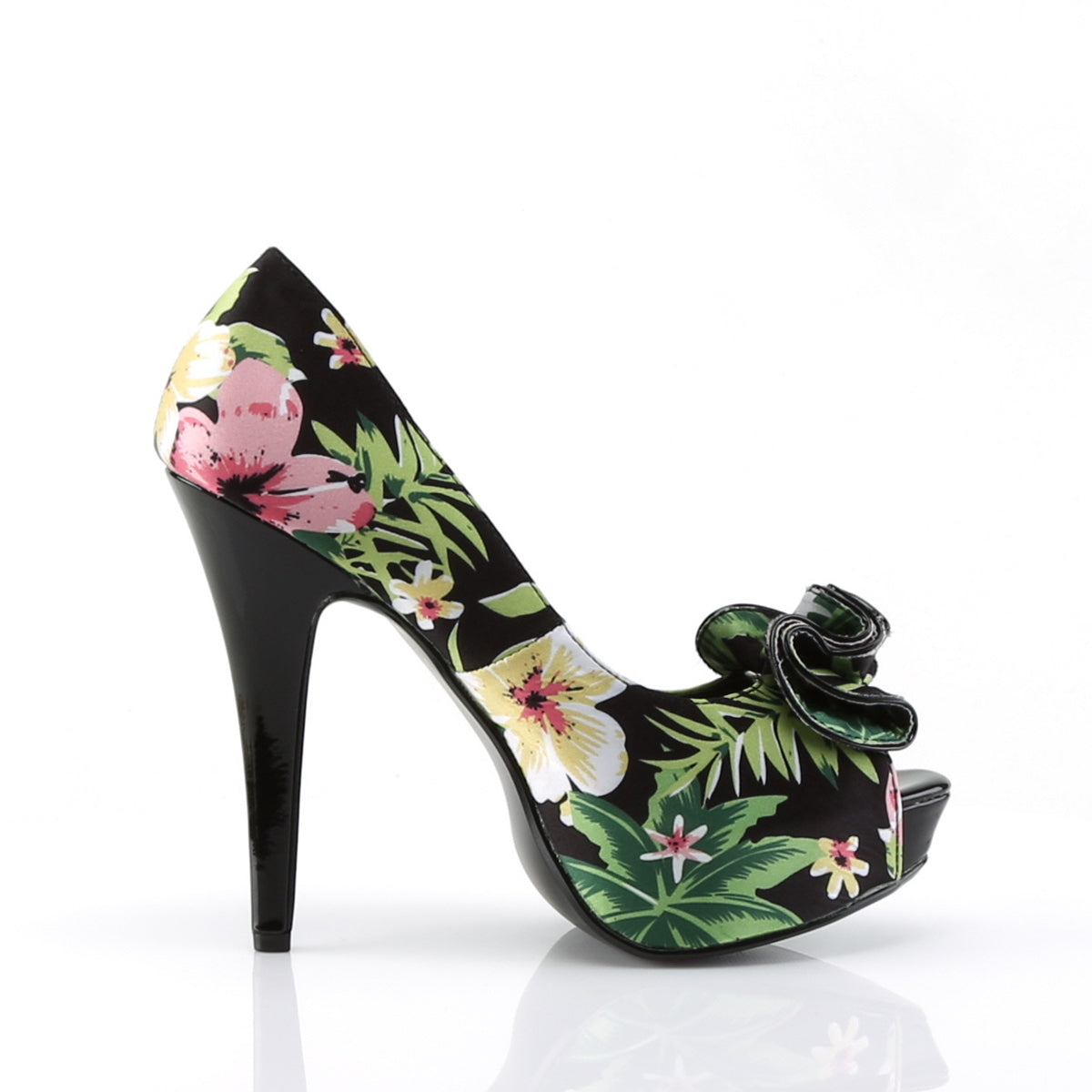 Pin Up Couture Pompe da donna LOLITA-11 tessuto di stampa floreale BLK