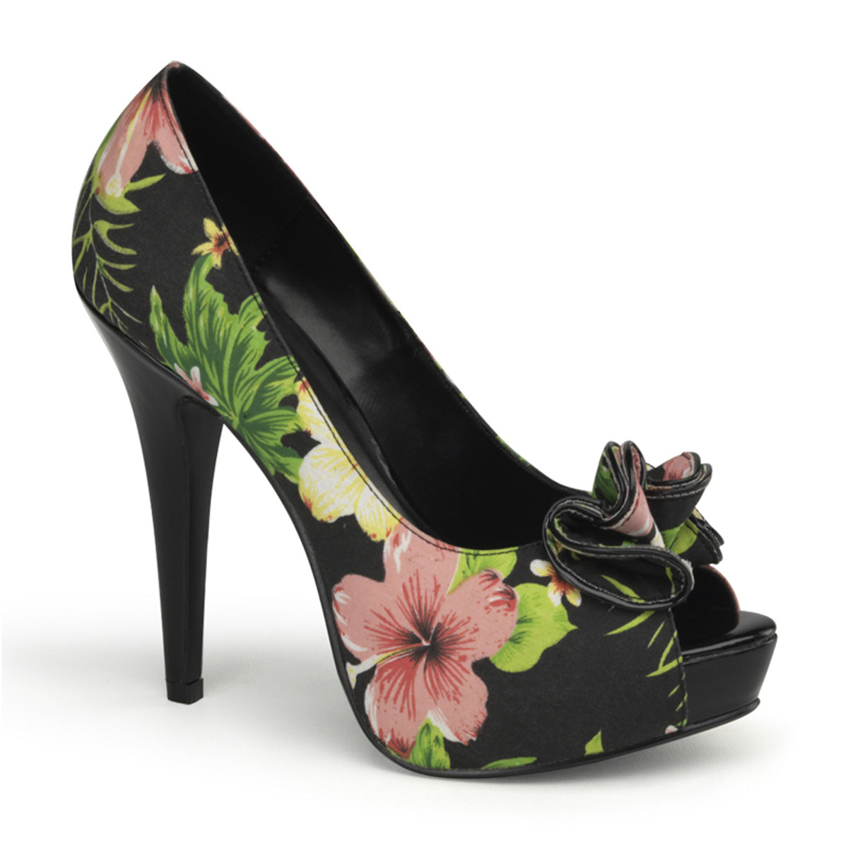 Pin Up Couture Pompe da donna LOLITA-11 tessuto di stampa floreale BLK