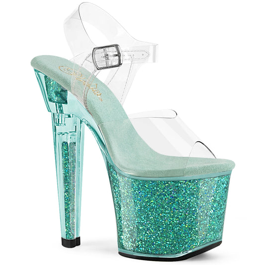 Pleaser   LOVESICK-708SG CLR/AQUA Multi Iridescent Lights