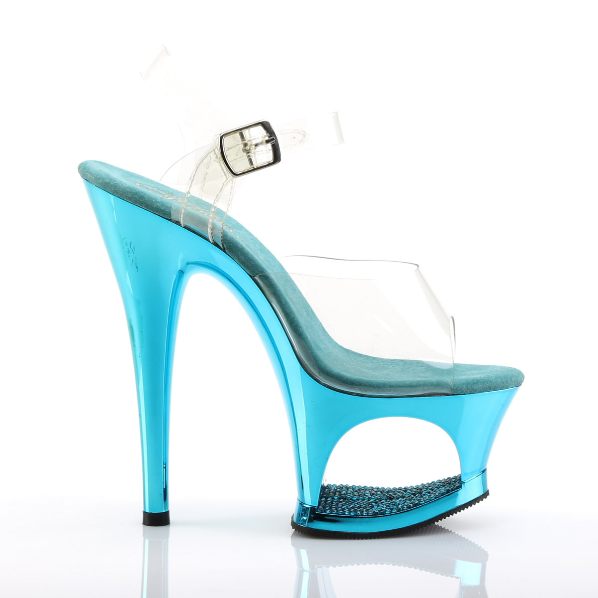 Pleaser Sandali da donna MOON-708dmch CLR / Turquoise Chrome