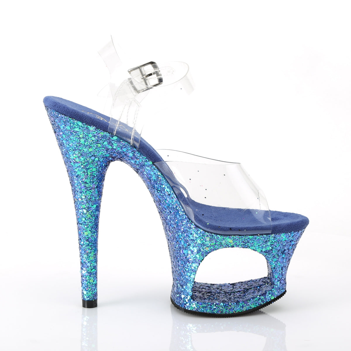 Pleaser Sandali da donna MOON-708Lg CLR / Blue Multitter