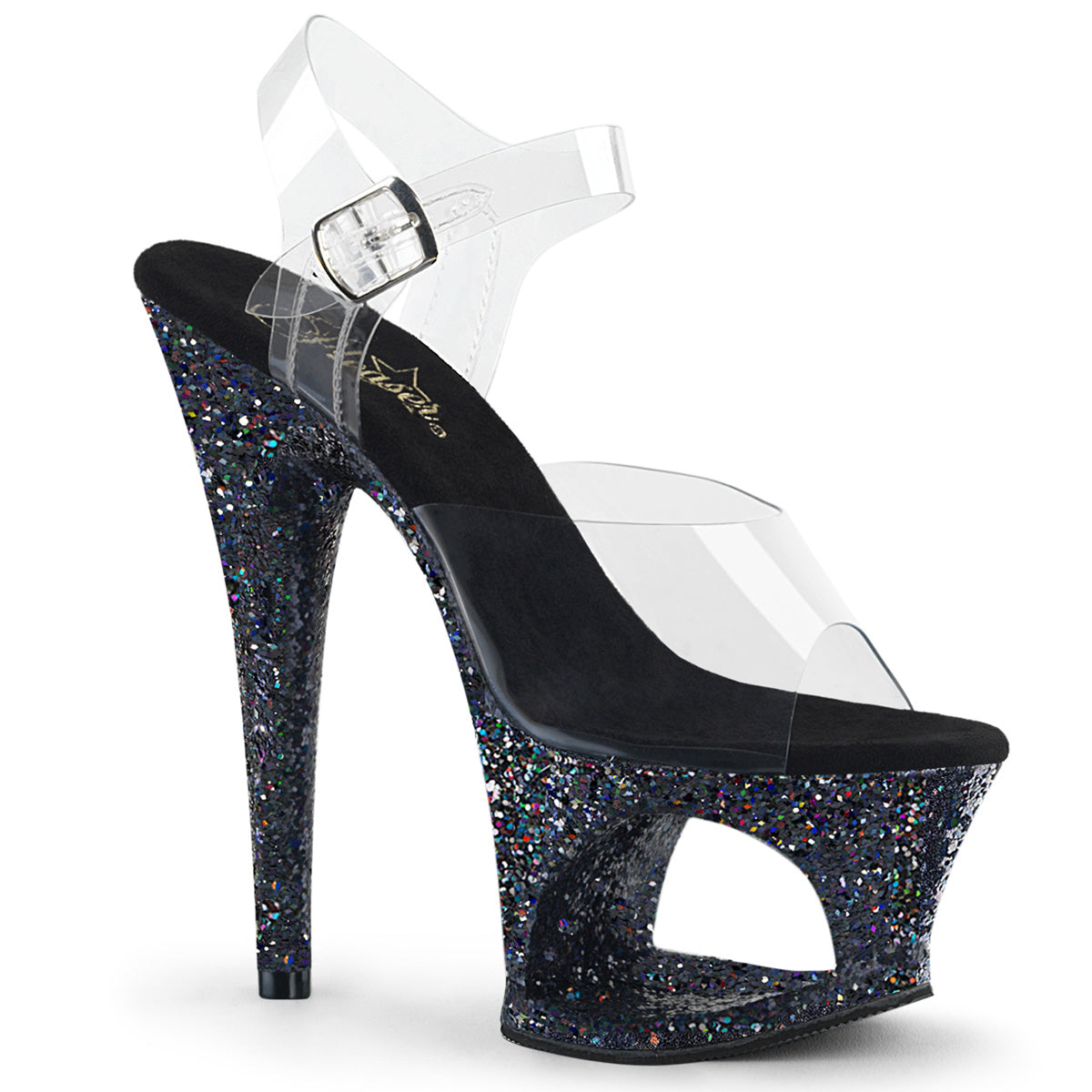 Pleaser Sandali da donna MOON-708LG CLR / BLK Multi glitter
