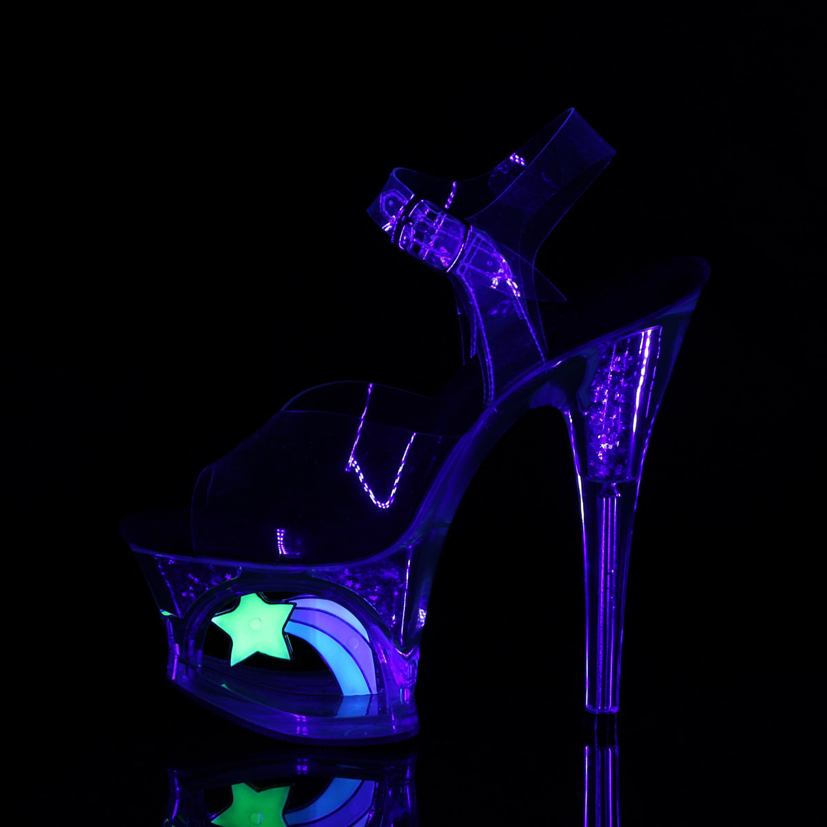 Pleaser Womens Sandals MOON-708RSS Clr-Blk/Clr