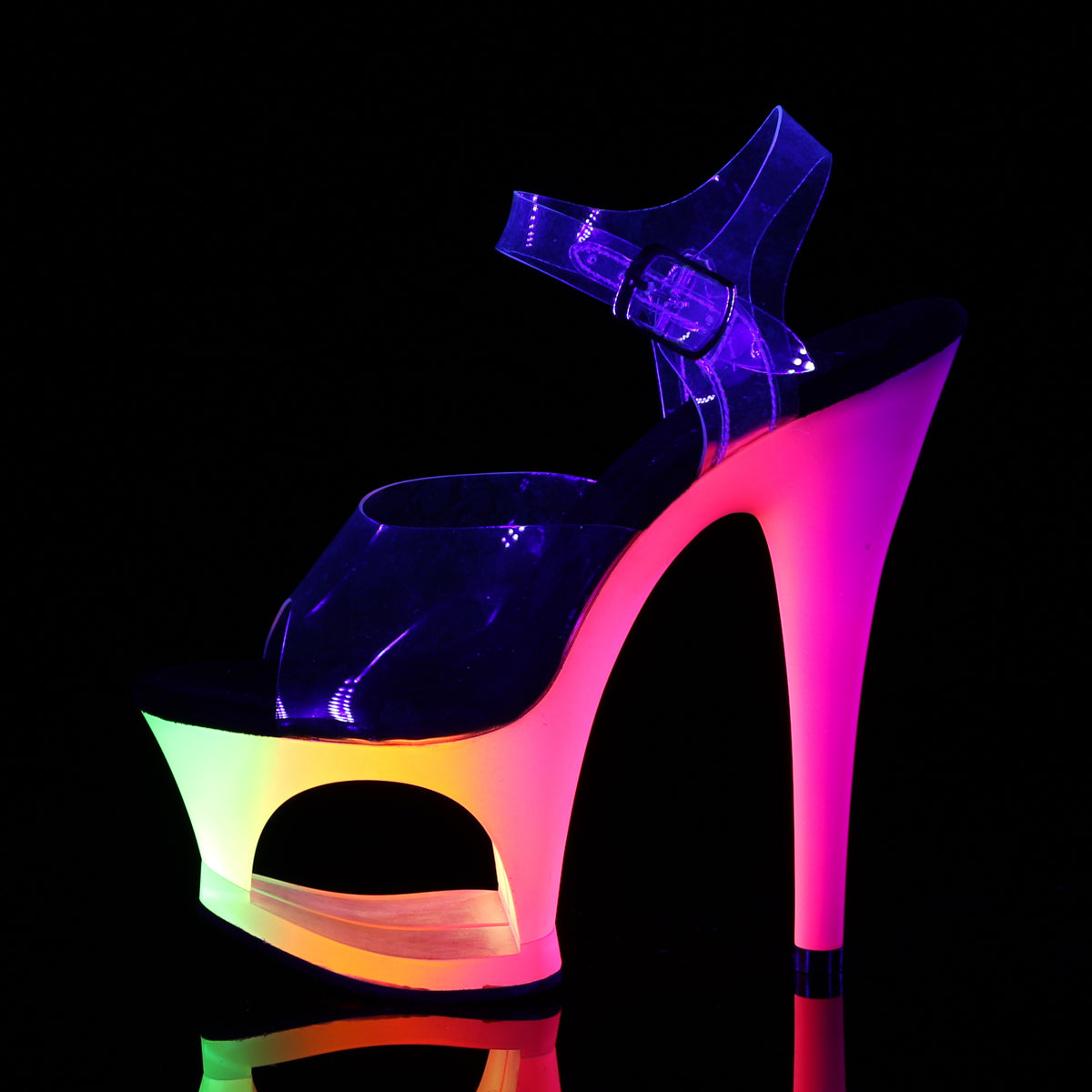 Pleaser Sandali da donna MOON-708UV CLR / NEON MULTI