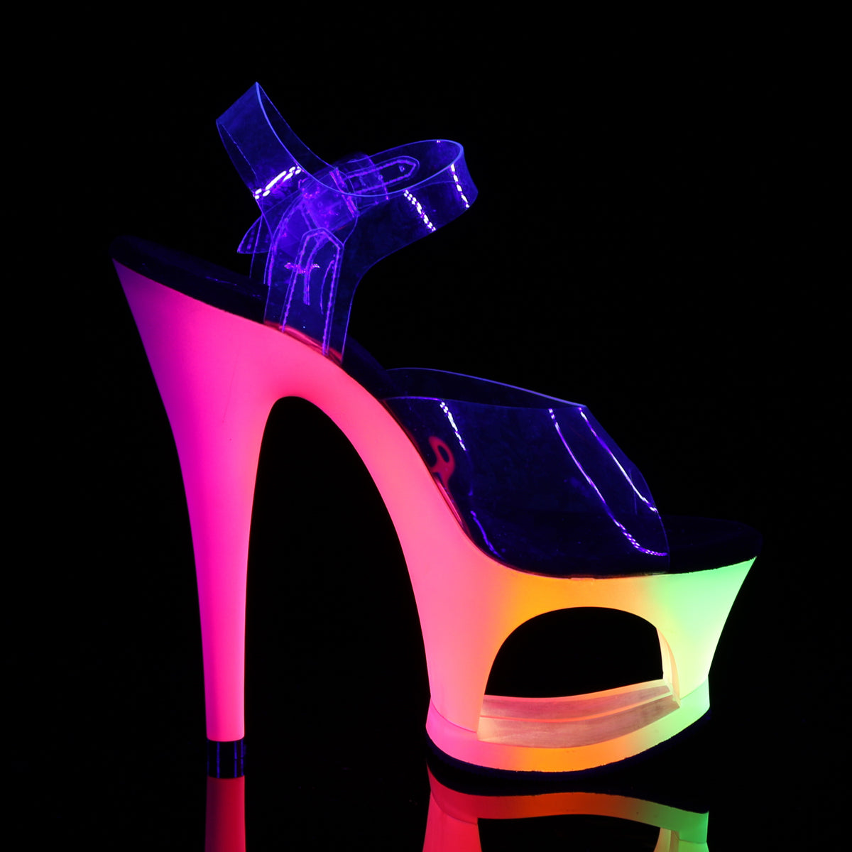 Pleaser Sandali da donna MOON-708UV CLR / NEON MULTI