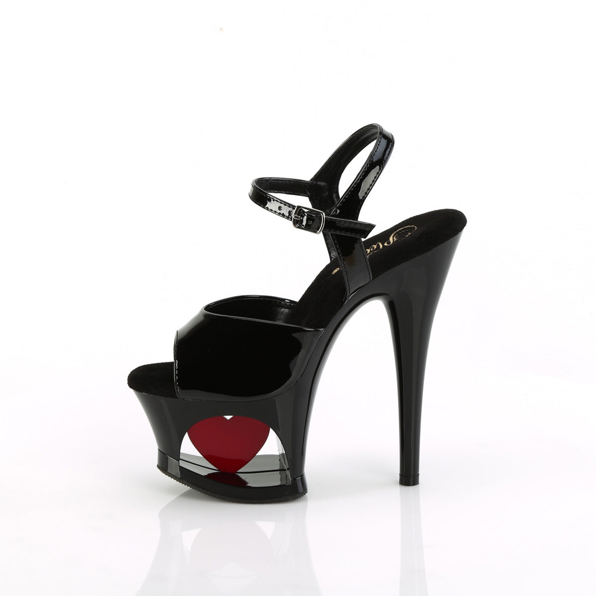 Pleaser MOON-709h blk pat/blk-rosso