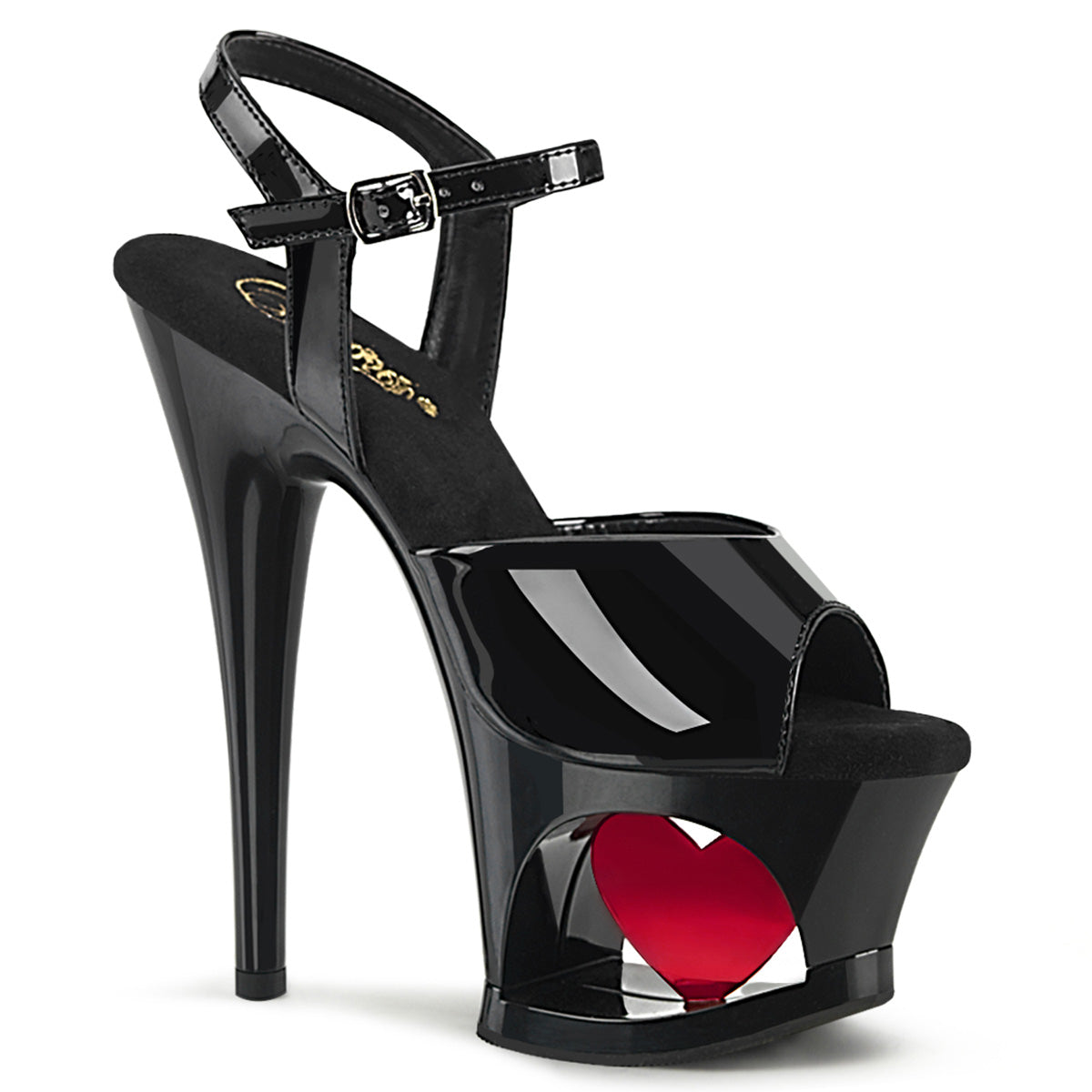 Pleaser MOON-709h blk pat/blk-rosso
