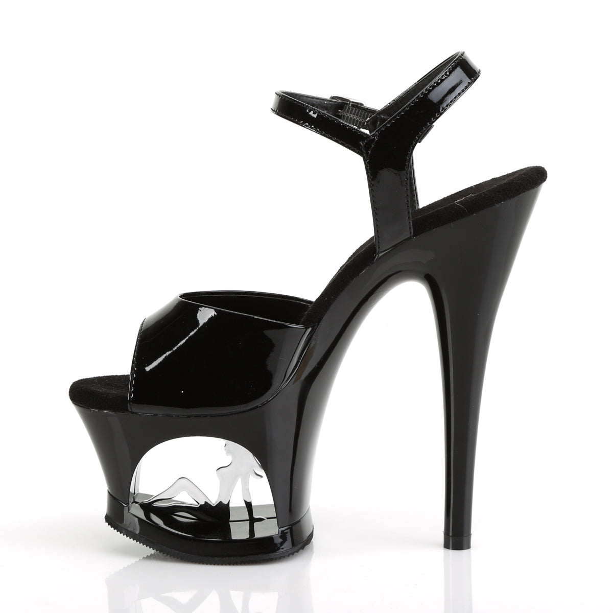 Pleaser Sandali da donna MOON-709TG BLK PAT / BLK-SLV