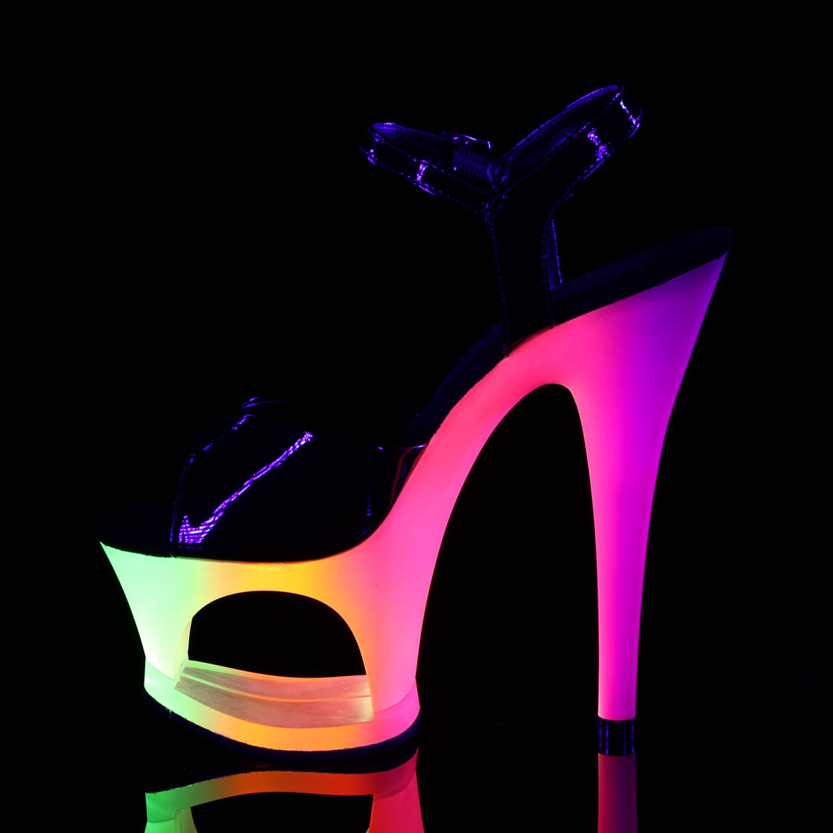 Pleaser Sandali da donna MOON-709UV BLK PAT / NEON MULTI