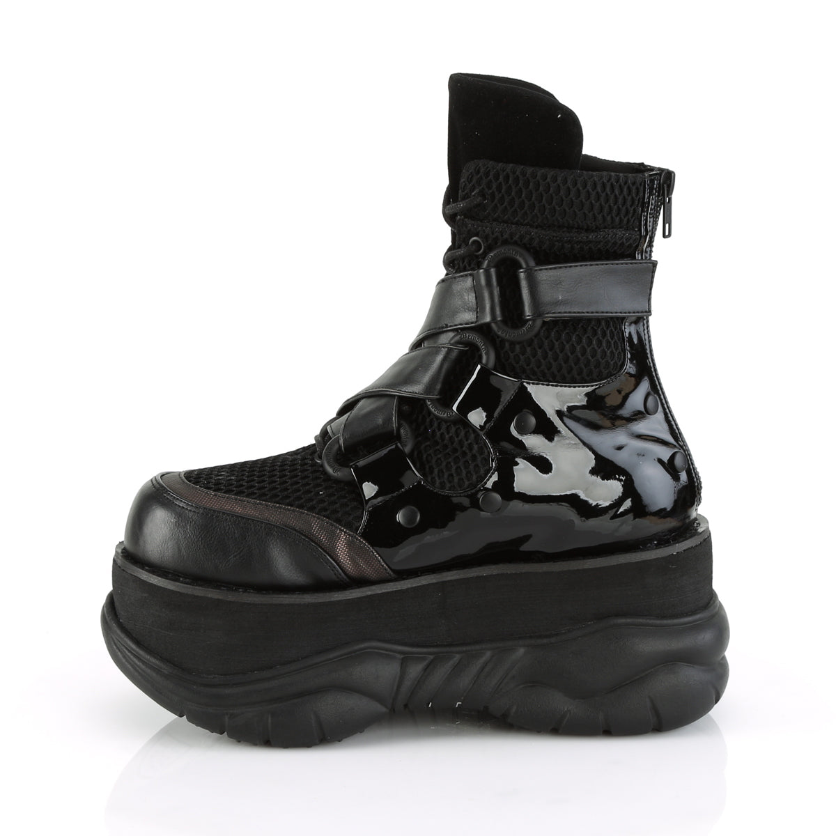 DemoniaCult Stivali da uomo NEPTUNE-126 blk tessuto vegan in pelle-pesce