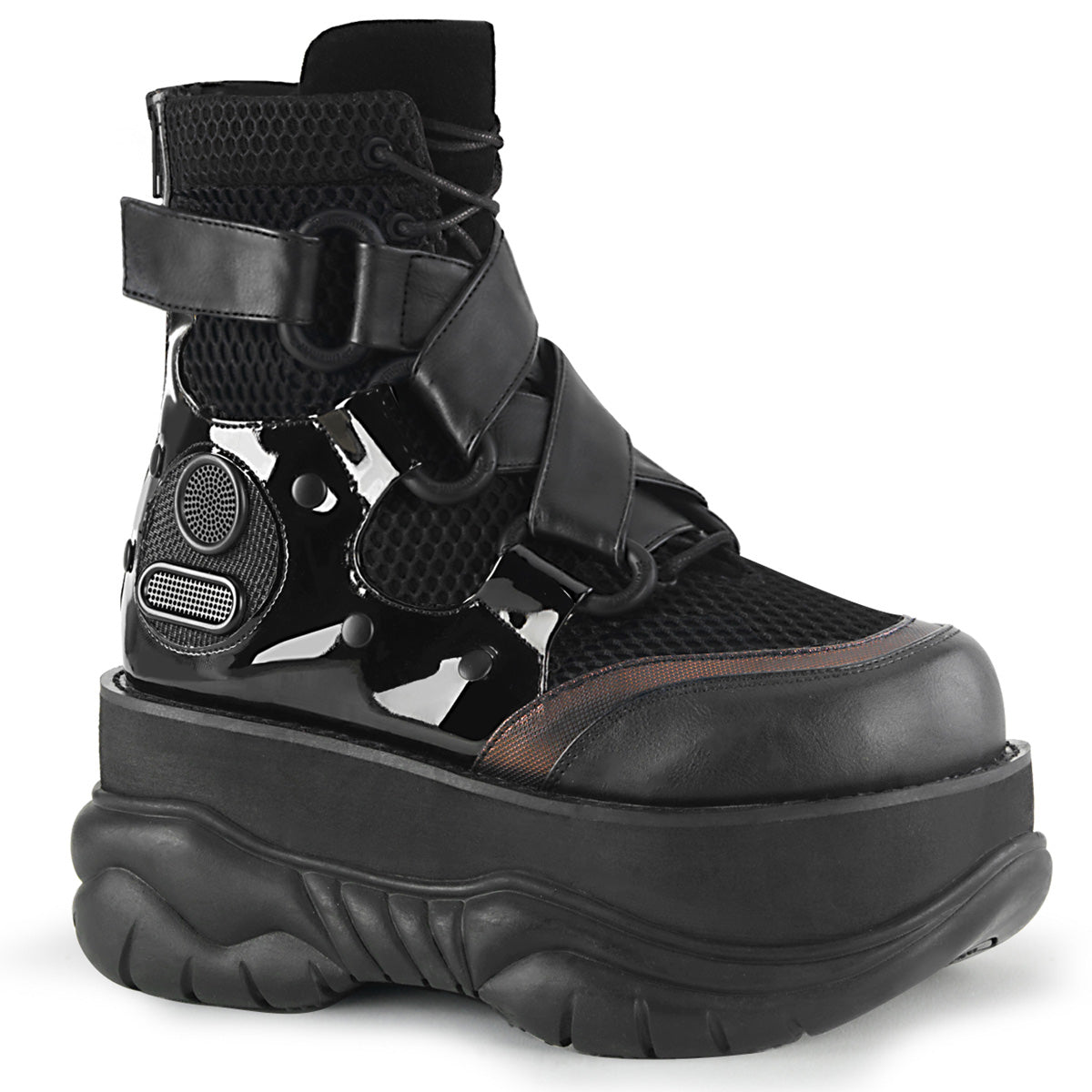 DemoniaCult Stivali da uomo NEPTUNE-126 blk tessuto vegan in pelle-pesce