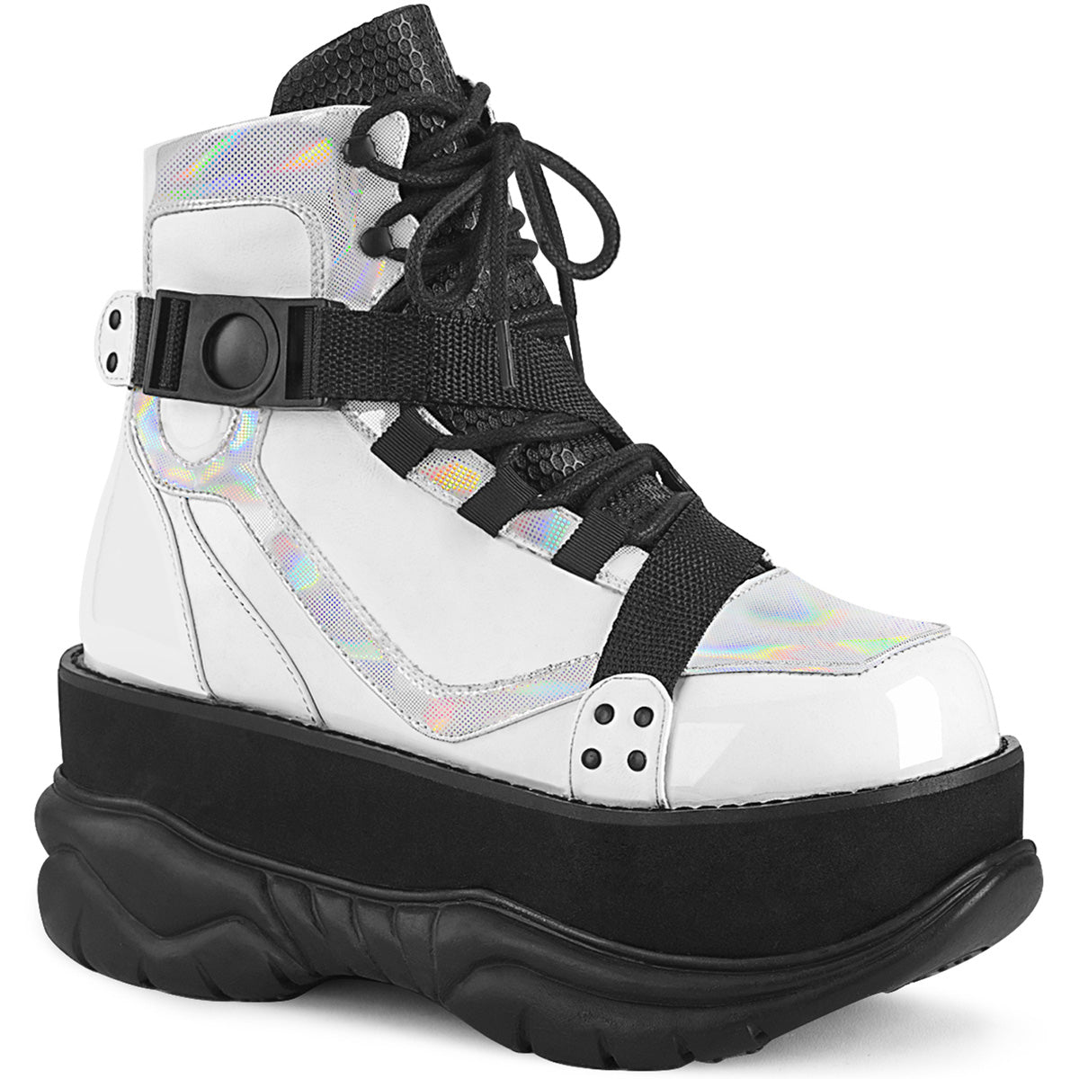 DemoniaCult Stivali da uomo NEPTUNE-181 wht vegan in pelle multi