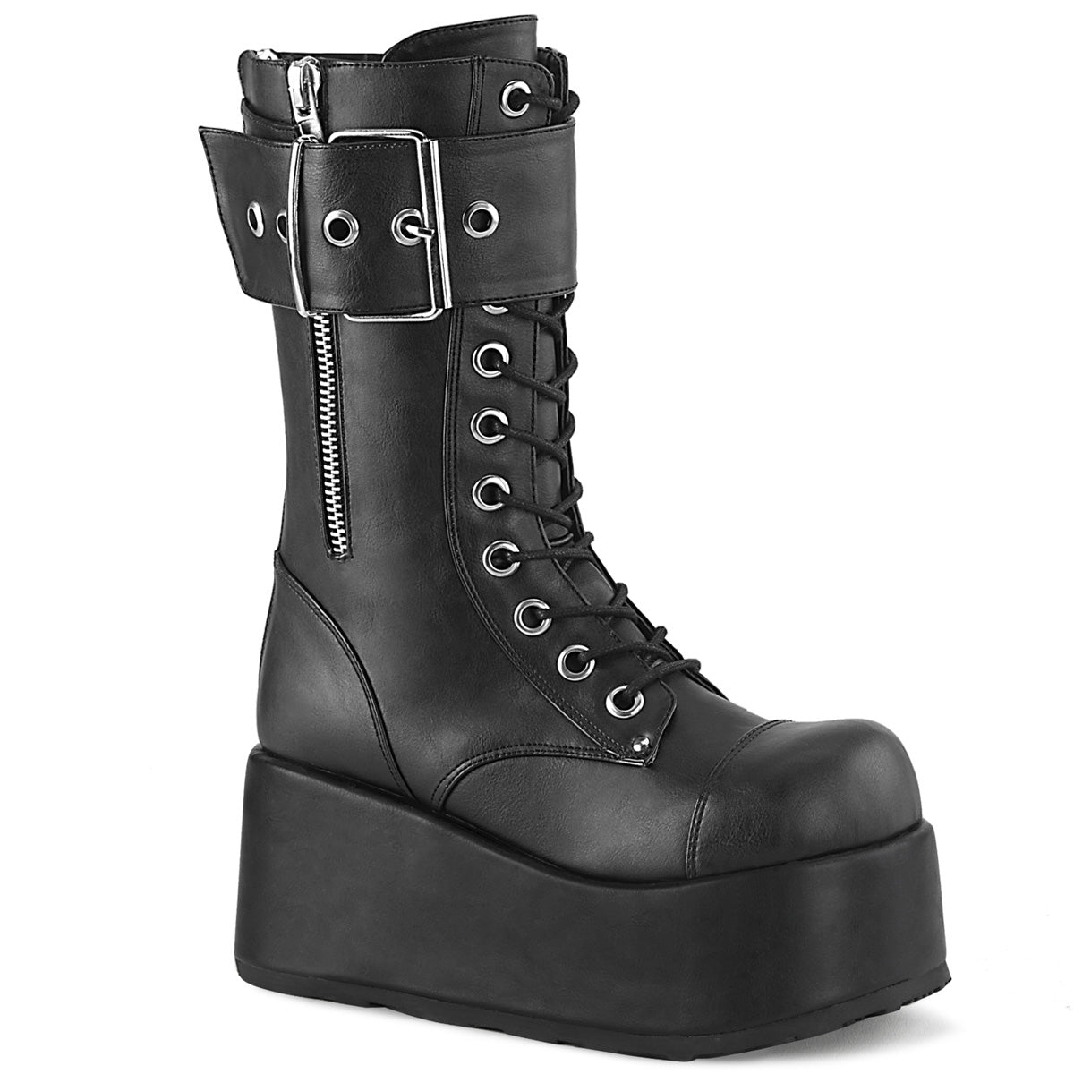 DemoniaCult Stivali da uomo PETROL-150 pelle vegana BLK
