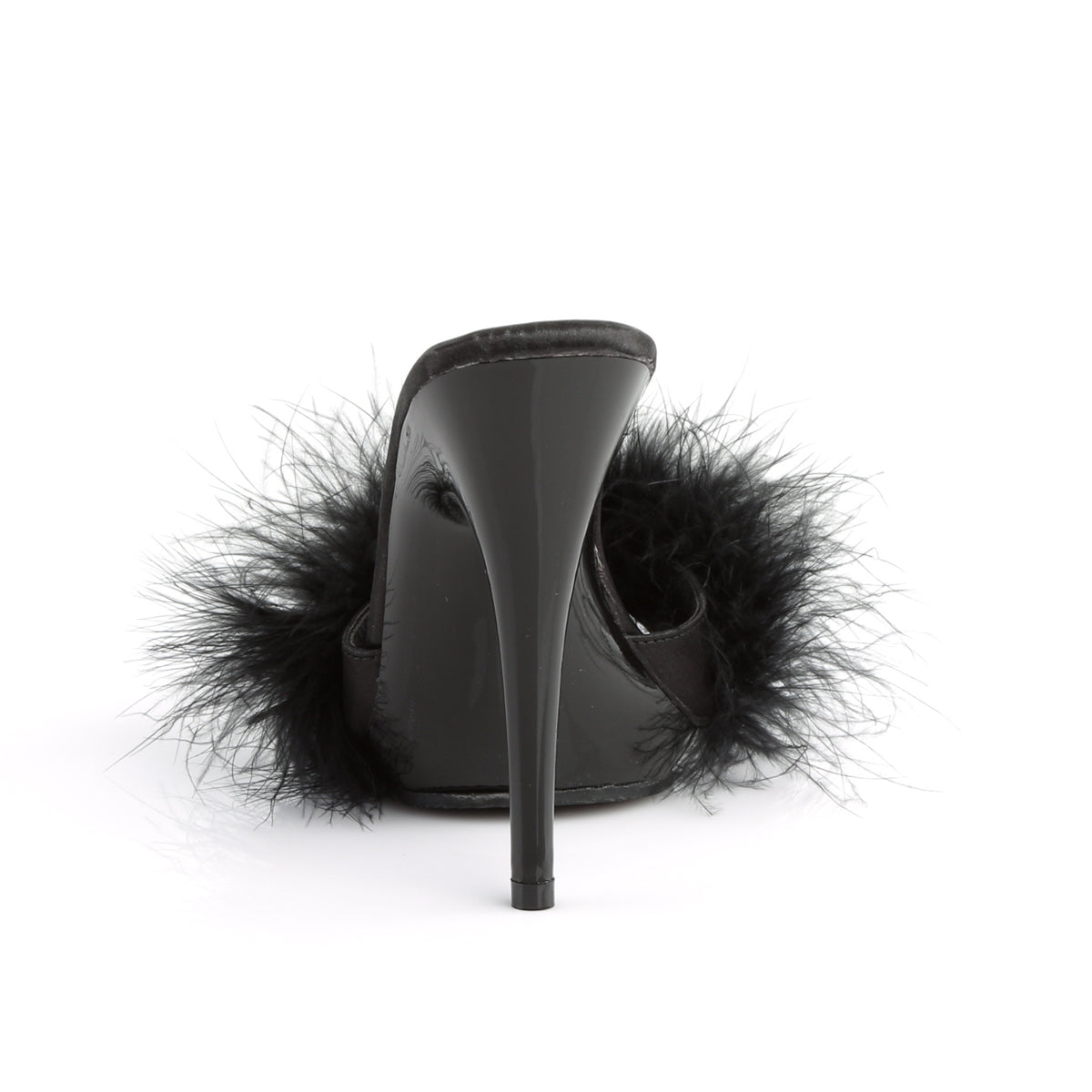 Fabulicious Womens Sandals POISE-501F Blk Satin-Marabou Fur/Blk