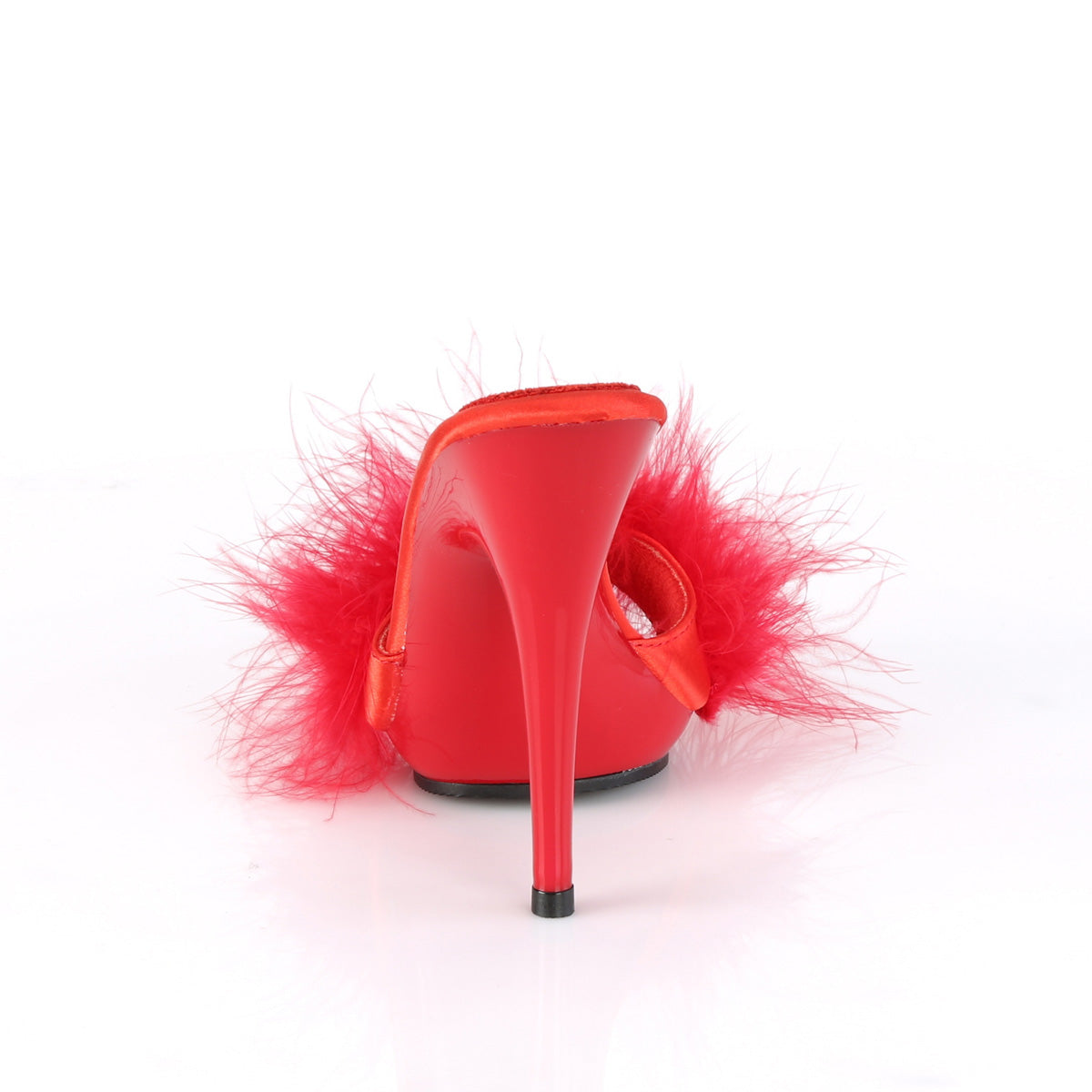 Fabulicious Womens Sandals POISE-501F Red Satin-Marabou Fur/Red