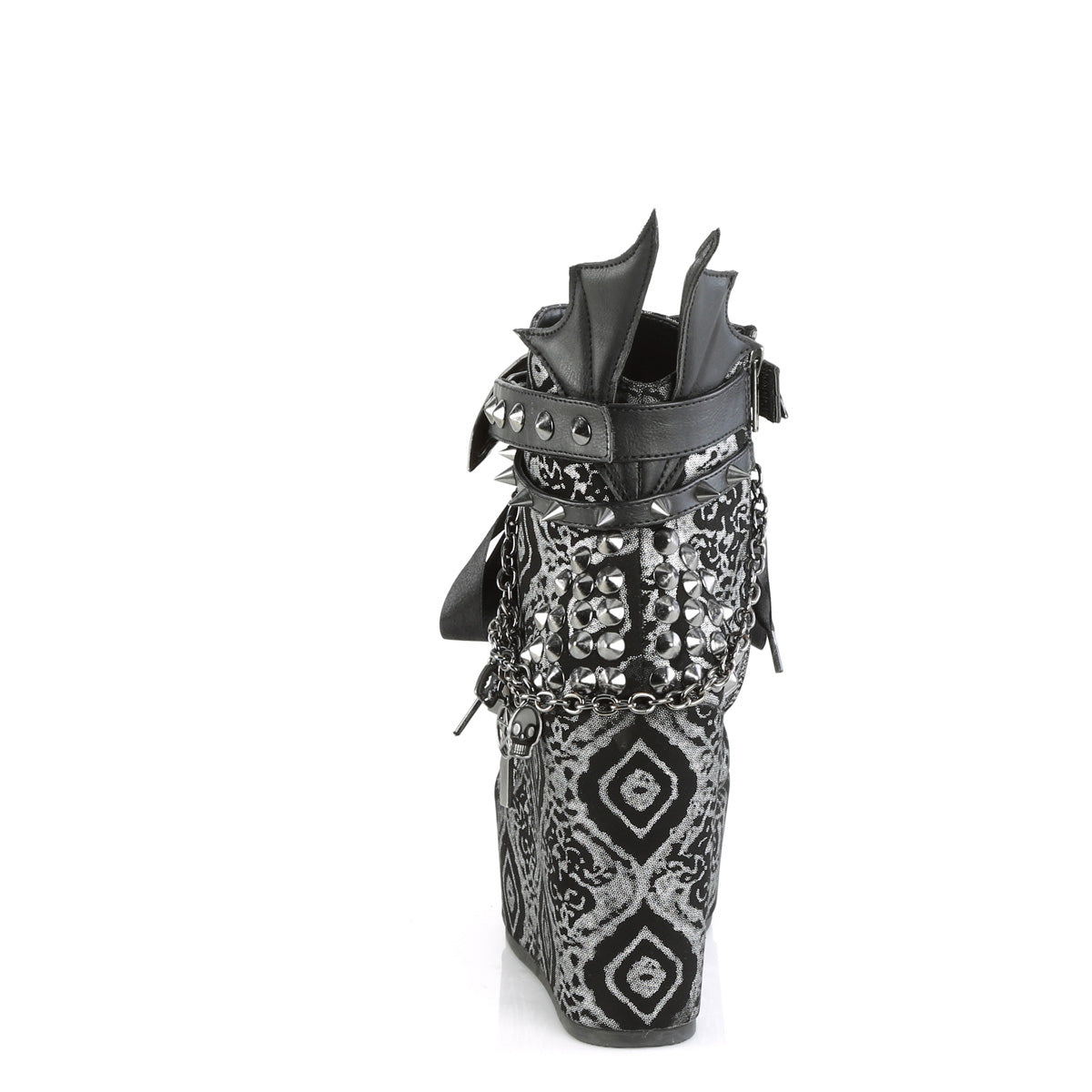 DemoniaCult Ankle Boots POISON-107 Blk-Silver Faux Nubuck Leather