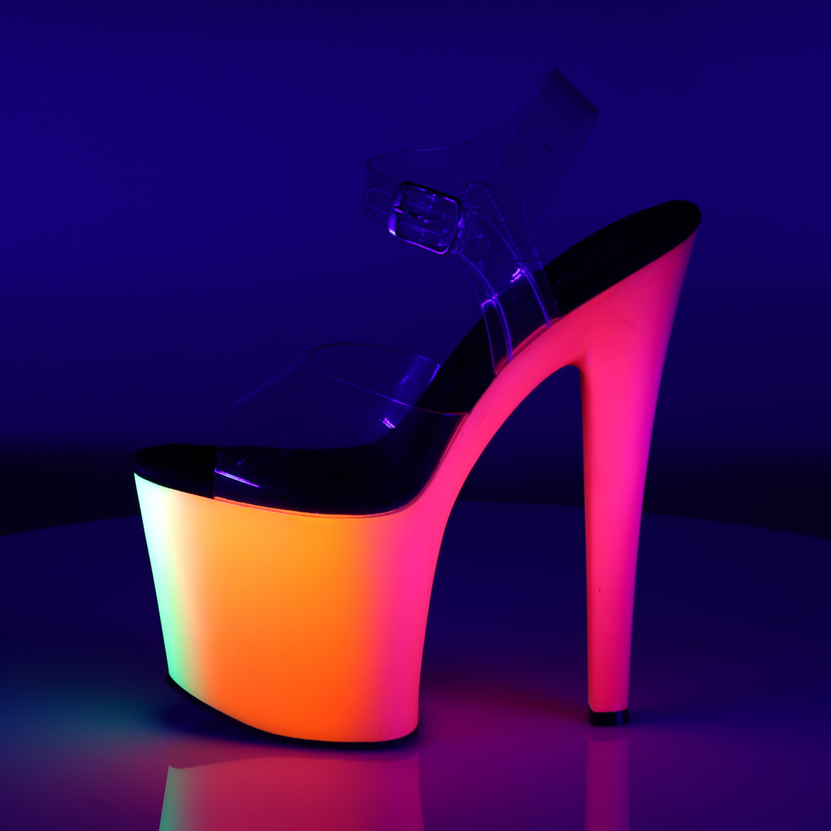 Pleaser Womens Sandals RAINBOW-708UV Clr/Neon Multi