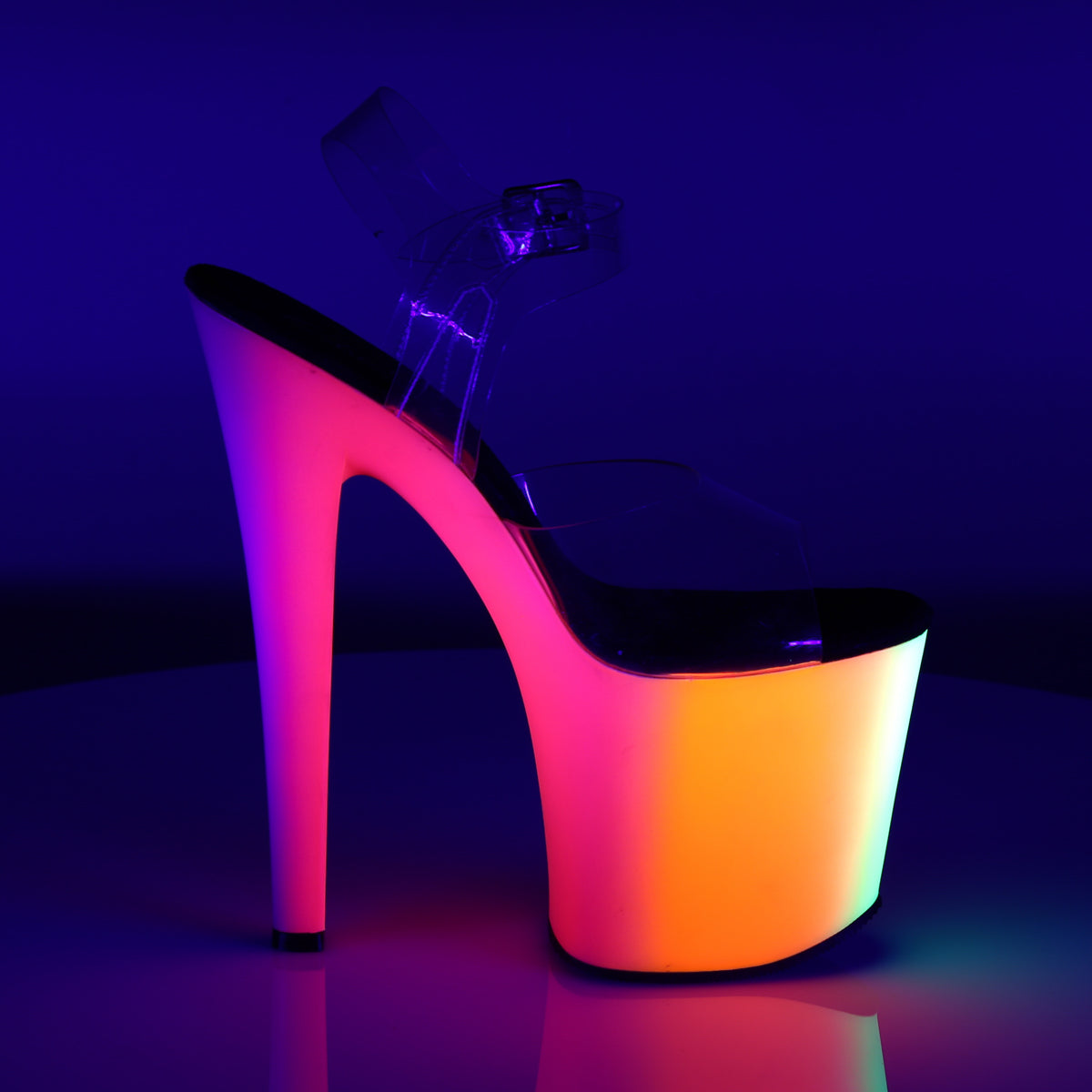 Pleaser Womens Sandals RAINBOW-708UV Clr/Neon Multi