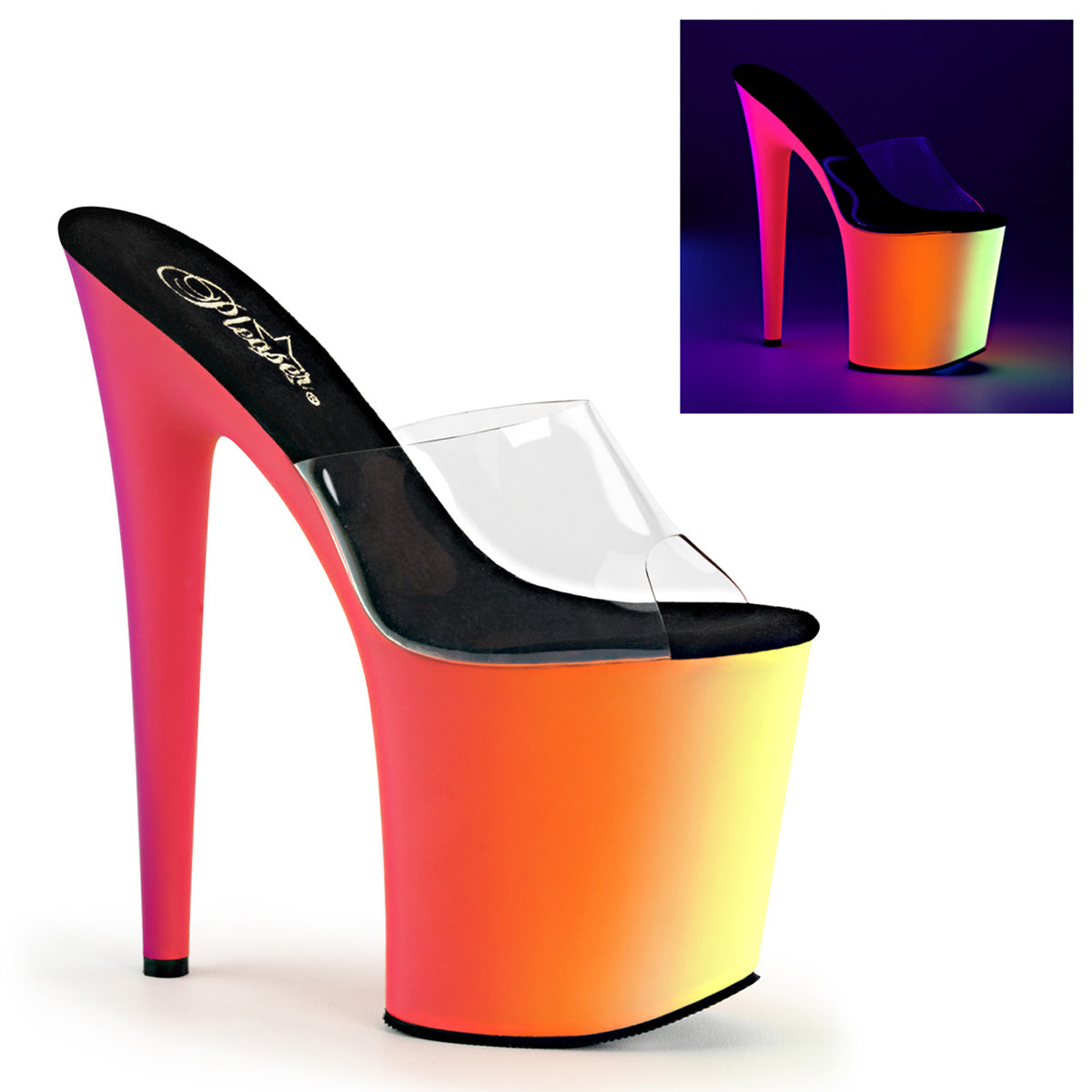 Pleaser Sandali femminili Rainbow-801uv clr/neon multi