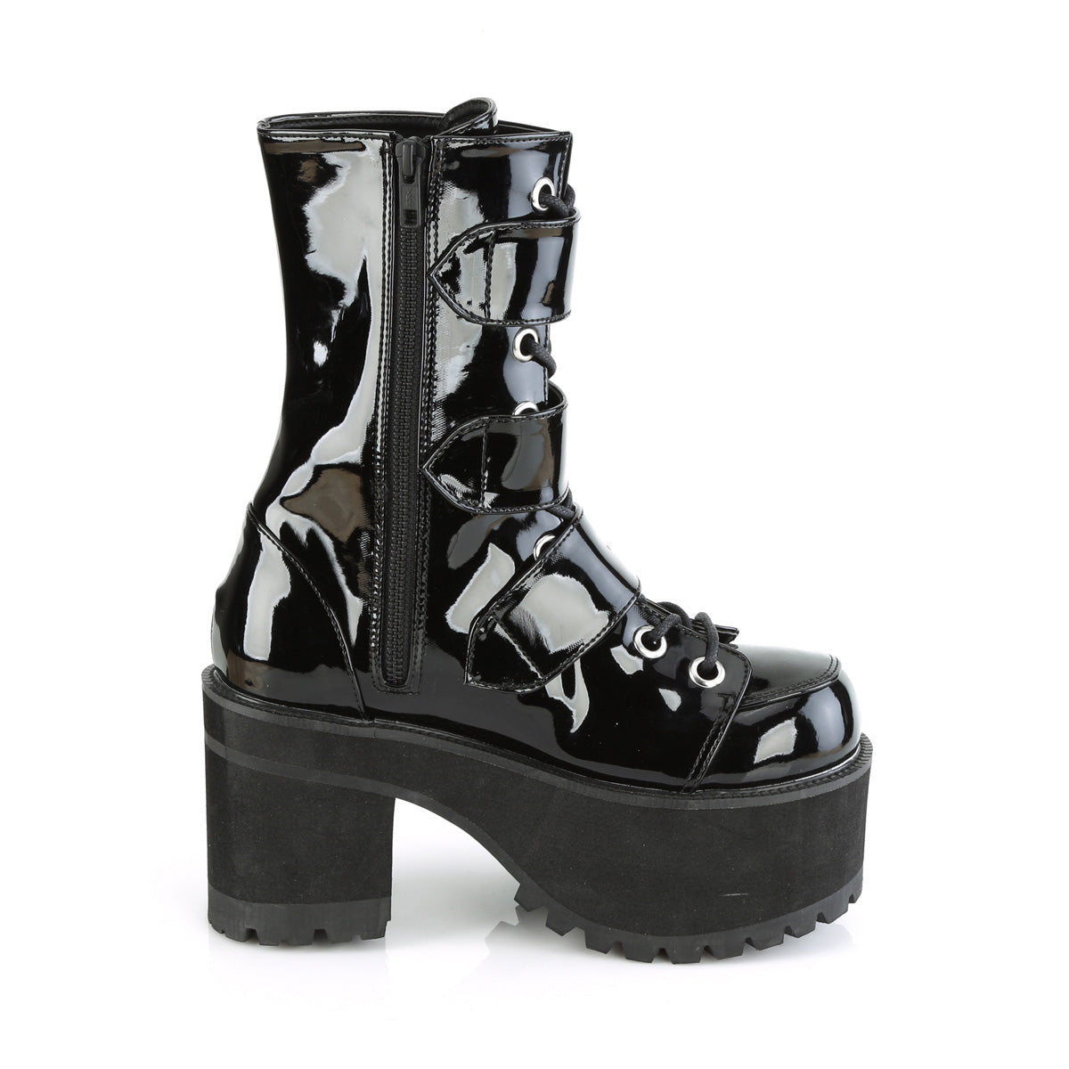 DemoniaCult Stivali alla caviglia femminile RANGER-308 brevetto BLK