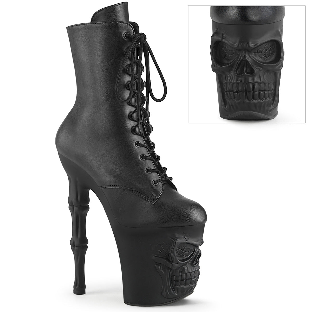 Pleaser Stivali alla caviglia RAPTURE-1020 BLK Fuce in pelle/blk opaca