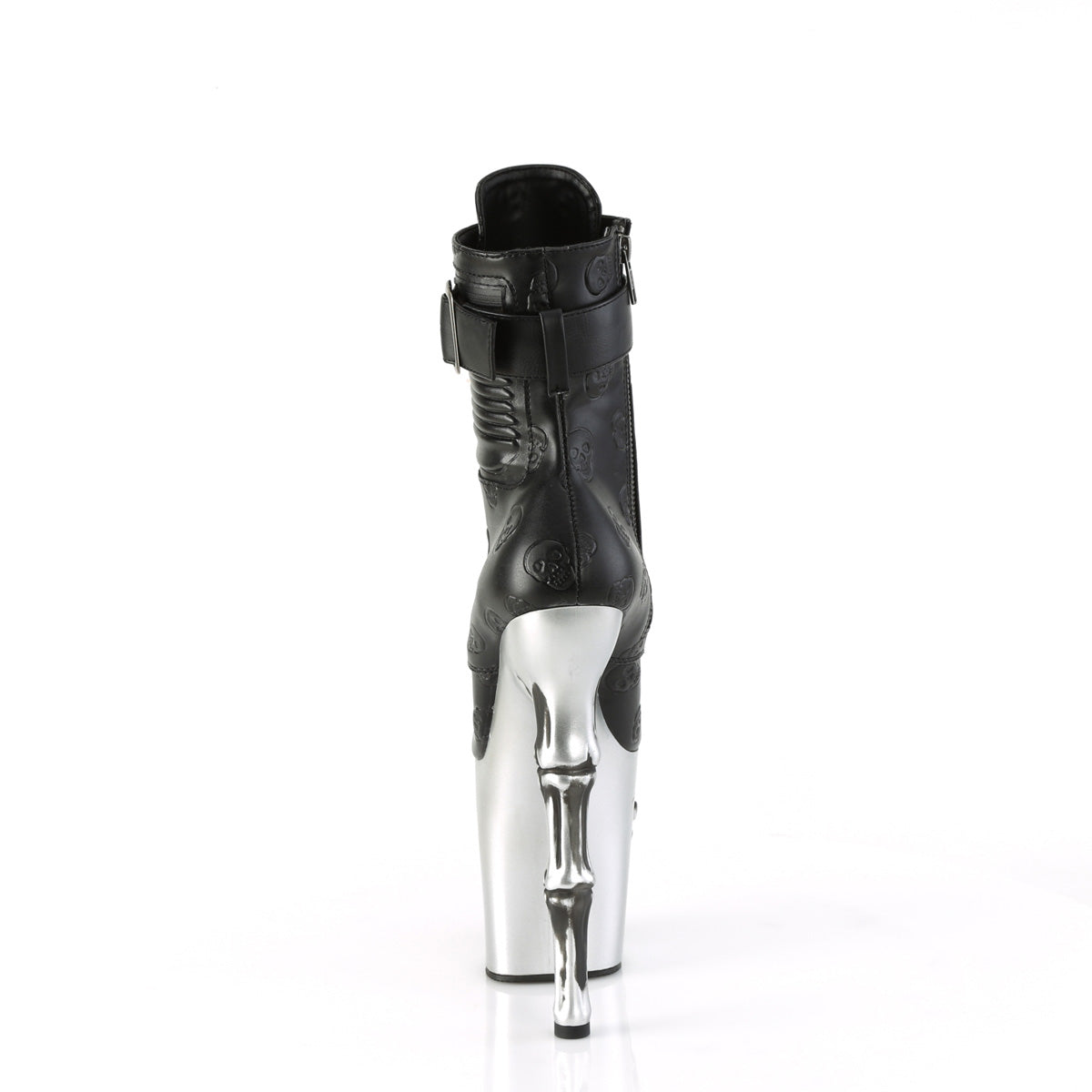 Pleaser Stivali alla caviglia RAPTURE-1020STR-02 BLK in fux in pelle/SLV-rubbad BLK