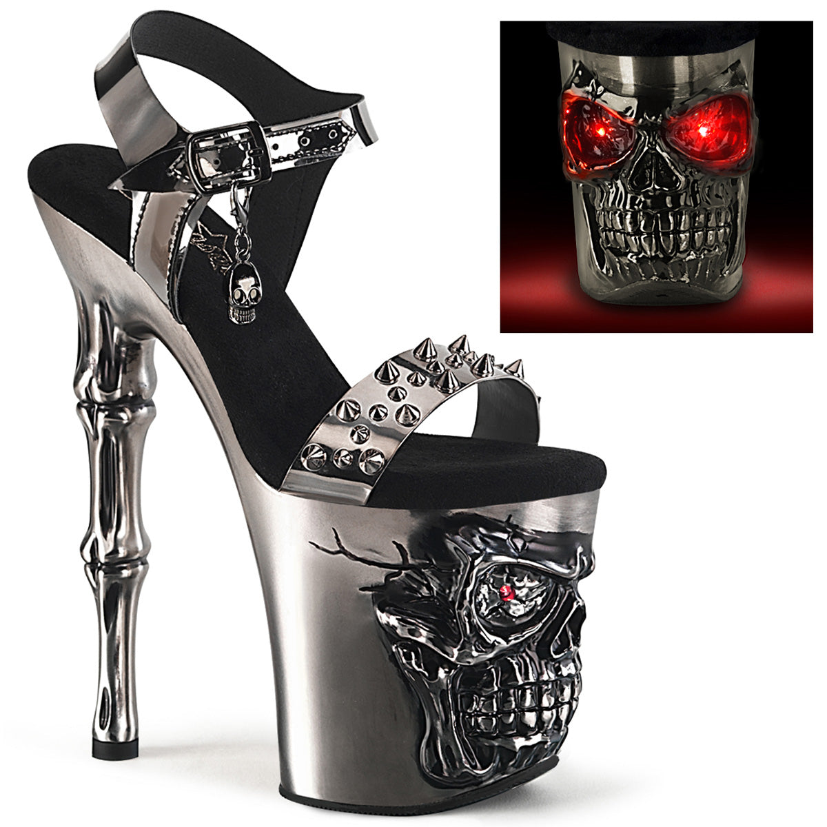 Pleaser Sandals RAPTURE-812-LT Pewter TPU/Satin Pewter Chrome
