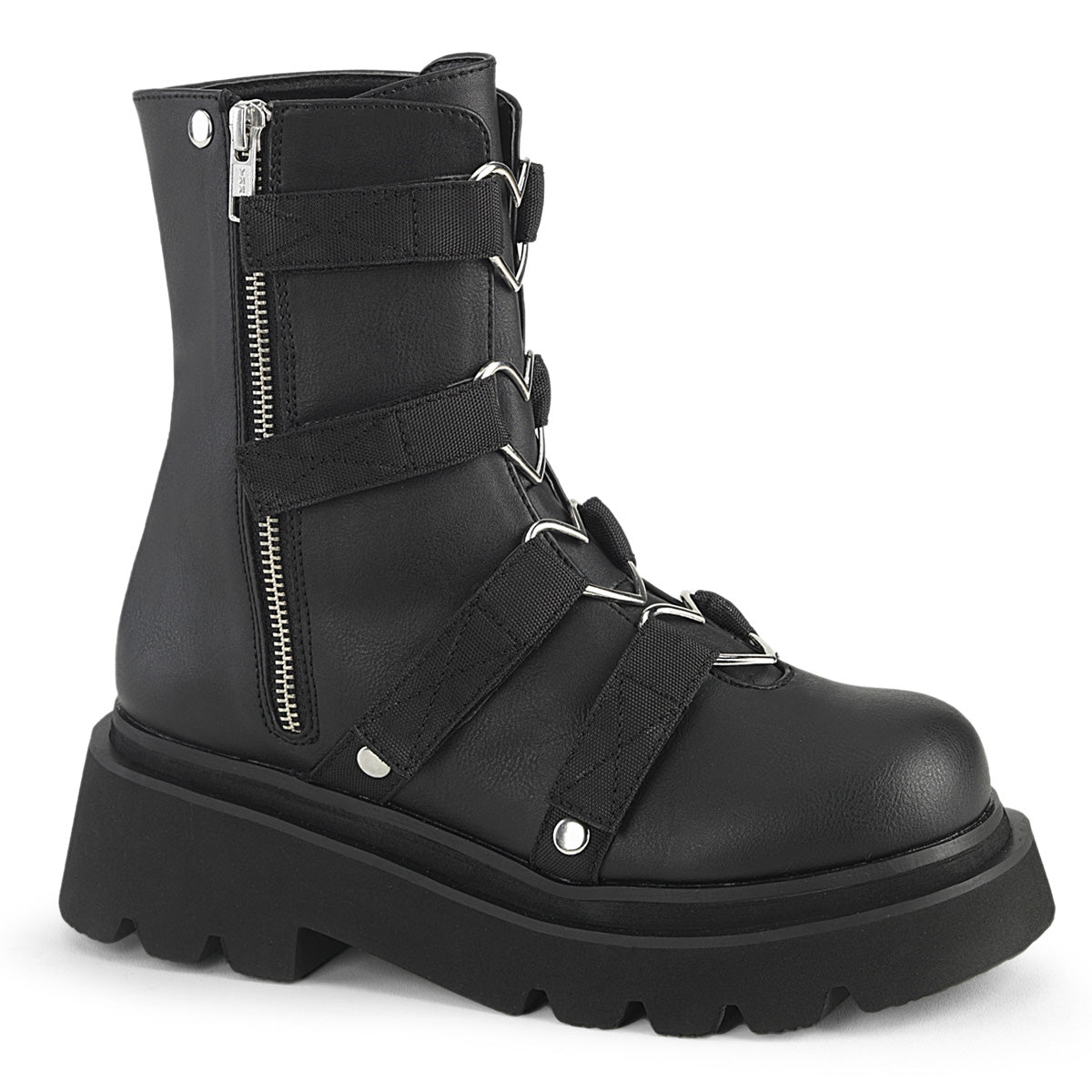 DemoniaCult Ankle Boots RENEGADE-50 Blk Vegan Leather-Nylon