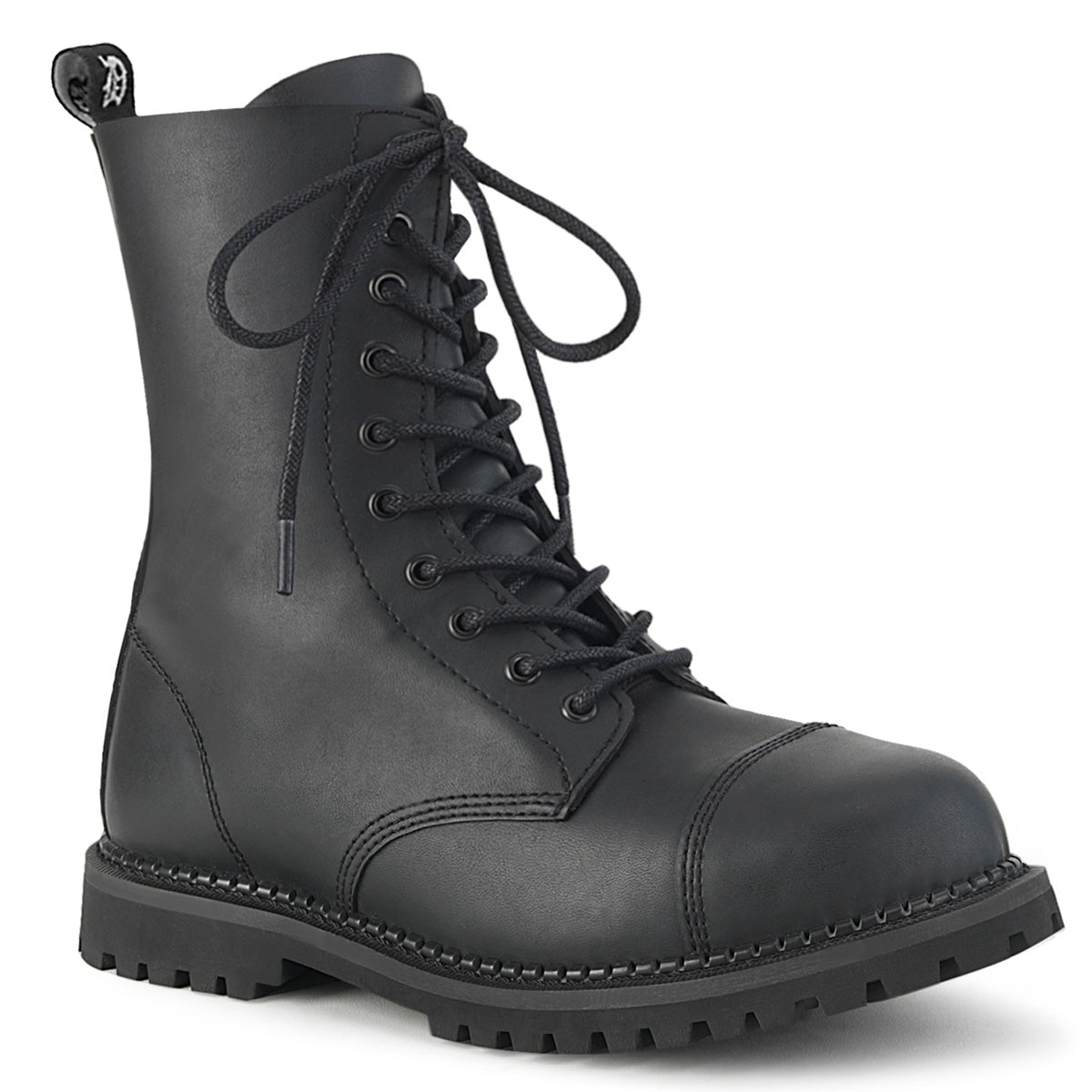 DemoniaCult Stivali da uomo RIOT-10 pelle vegana BLK