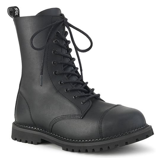 DemoniaCult Stivali da uomo RIOT-10 pelle vegana BLK