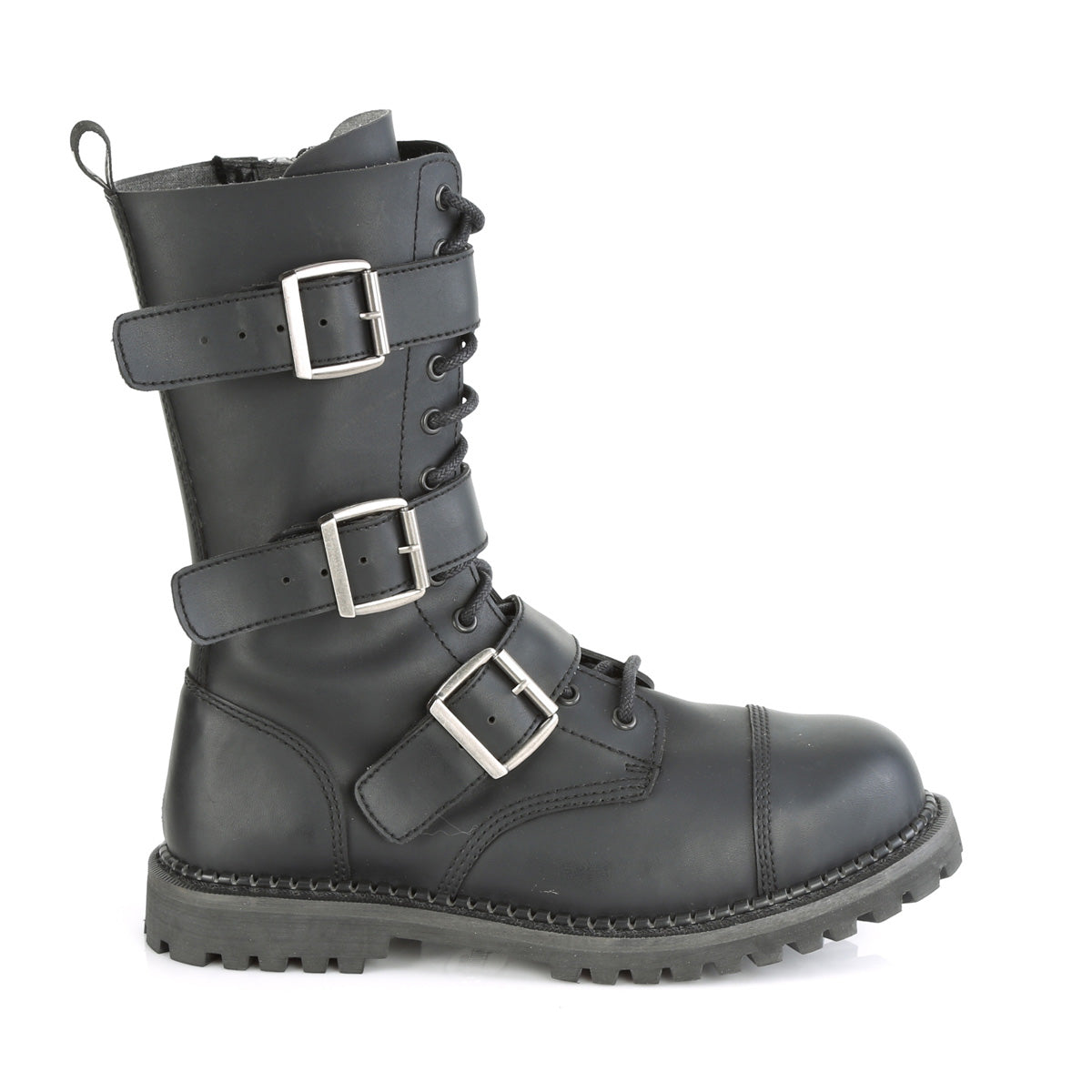 DemoniaCult Stivali da uomo RIOT-12bk blk vegan in pelle